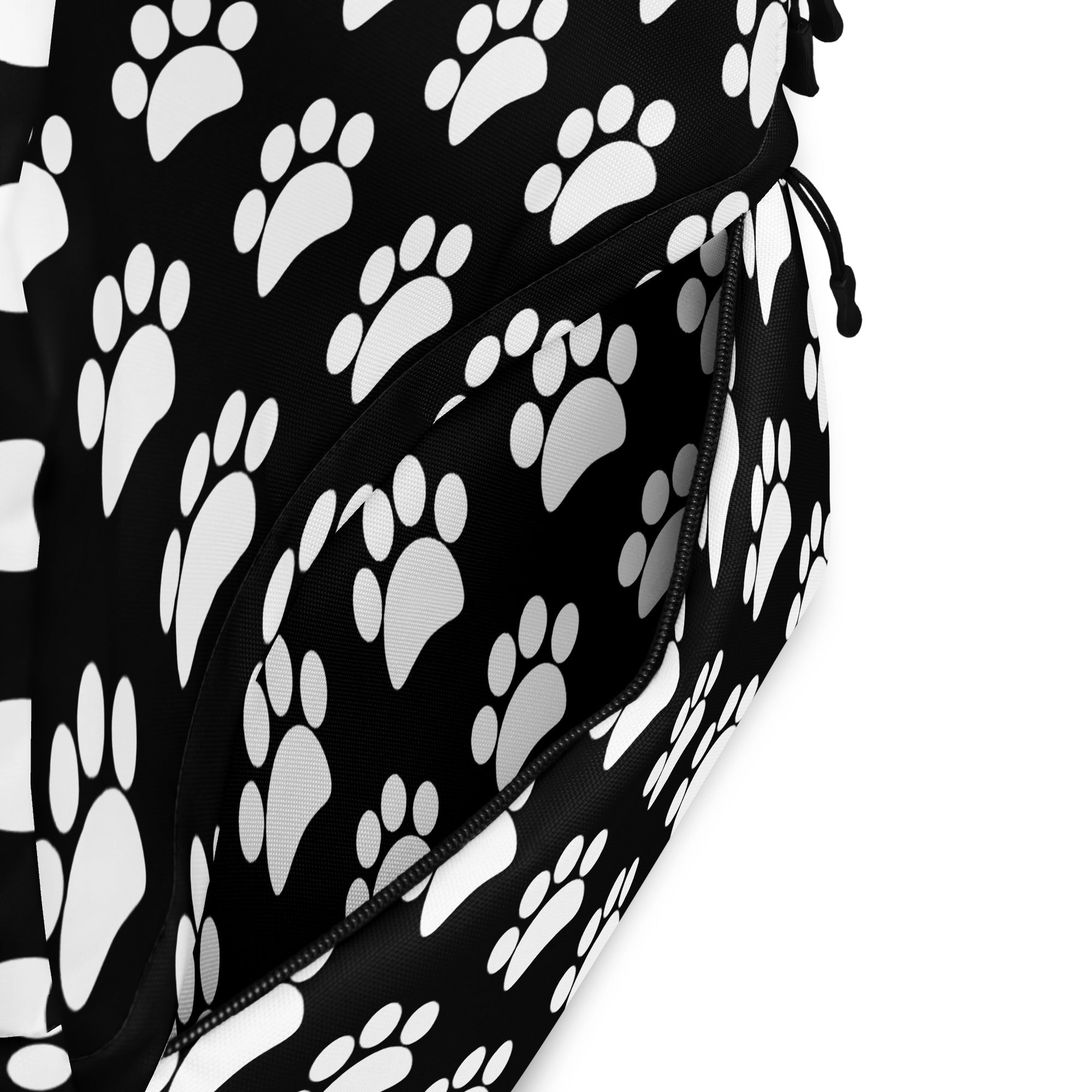 Kids Black Paw Print Backpack - Water-Resistant School Bag With Adjustable Padded Straps & Breathable Mesh Back