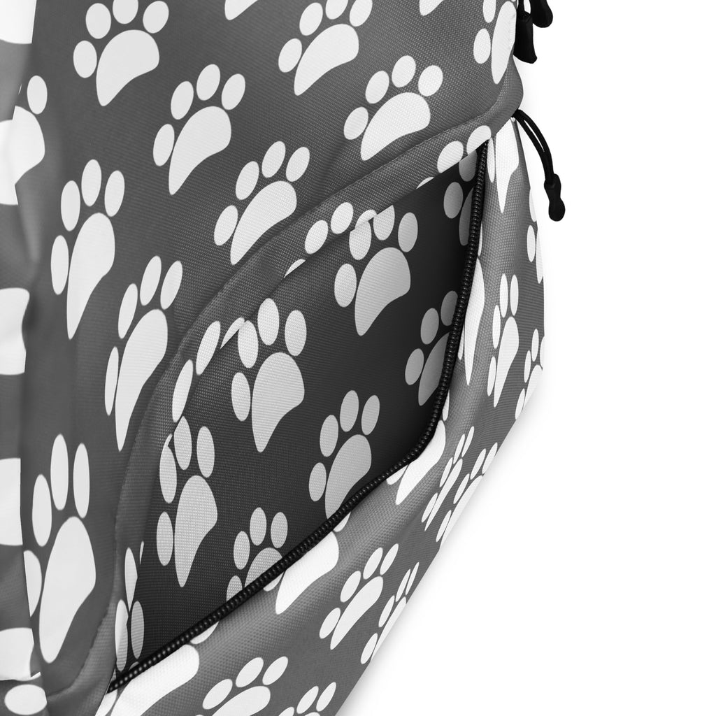 Kids Gray Paw Print Backpack - Water-Resistant School Bag With Adjustable Padded Straps & Breathable Mesh Back