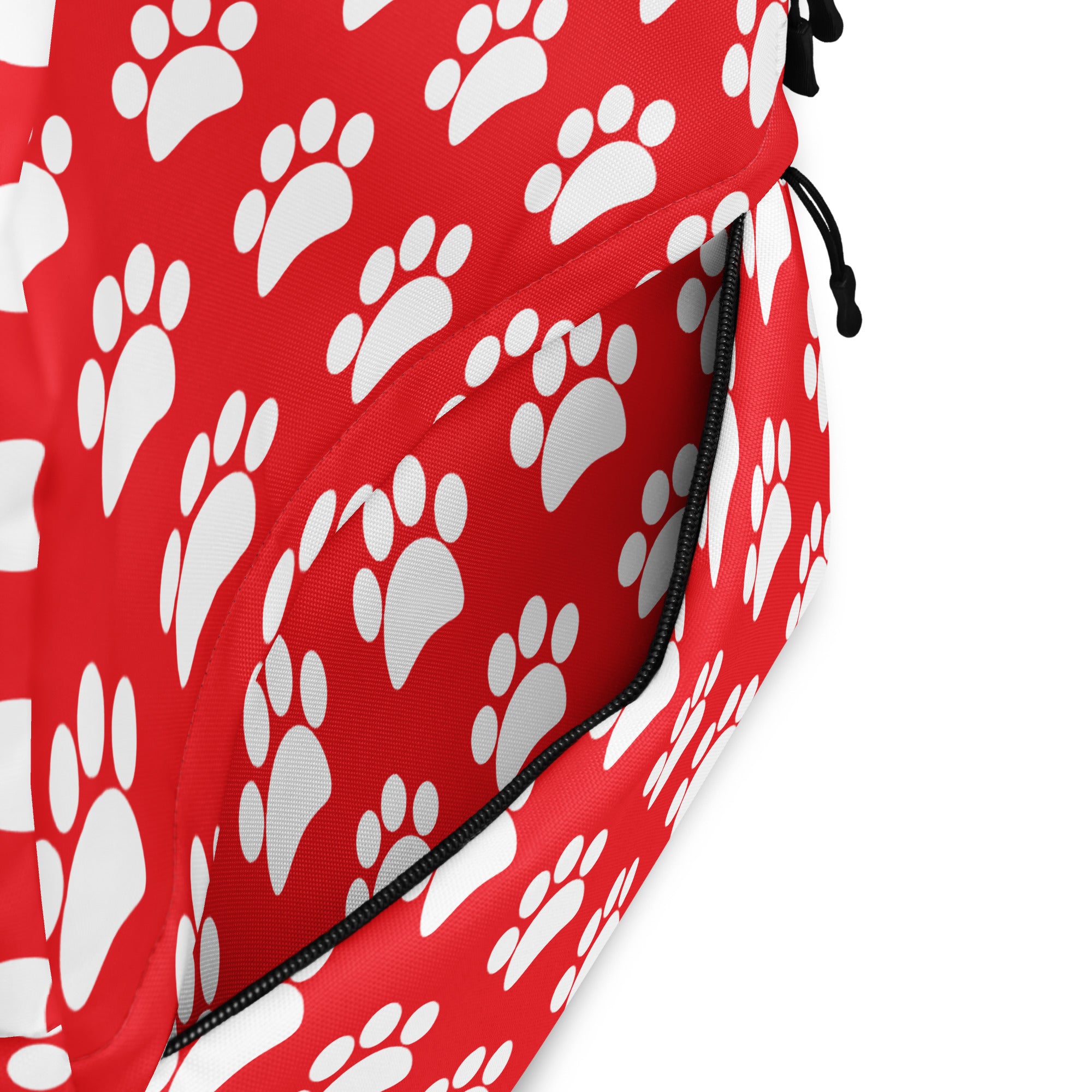 Kids Red Paw Print Backpack - Water-Resistant School Bag With Adjustable Padded Straps & Breathable Mesh Back
