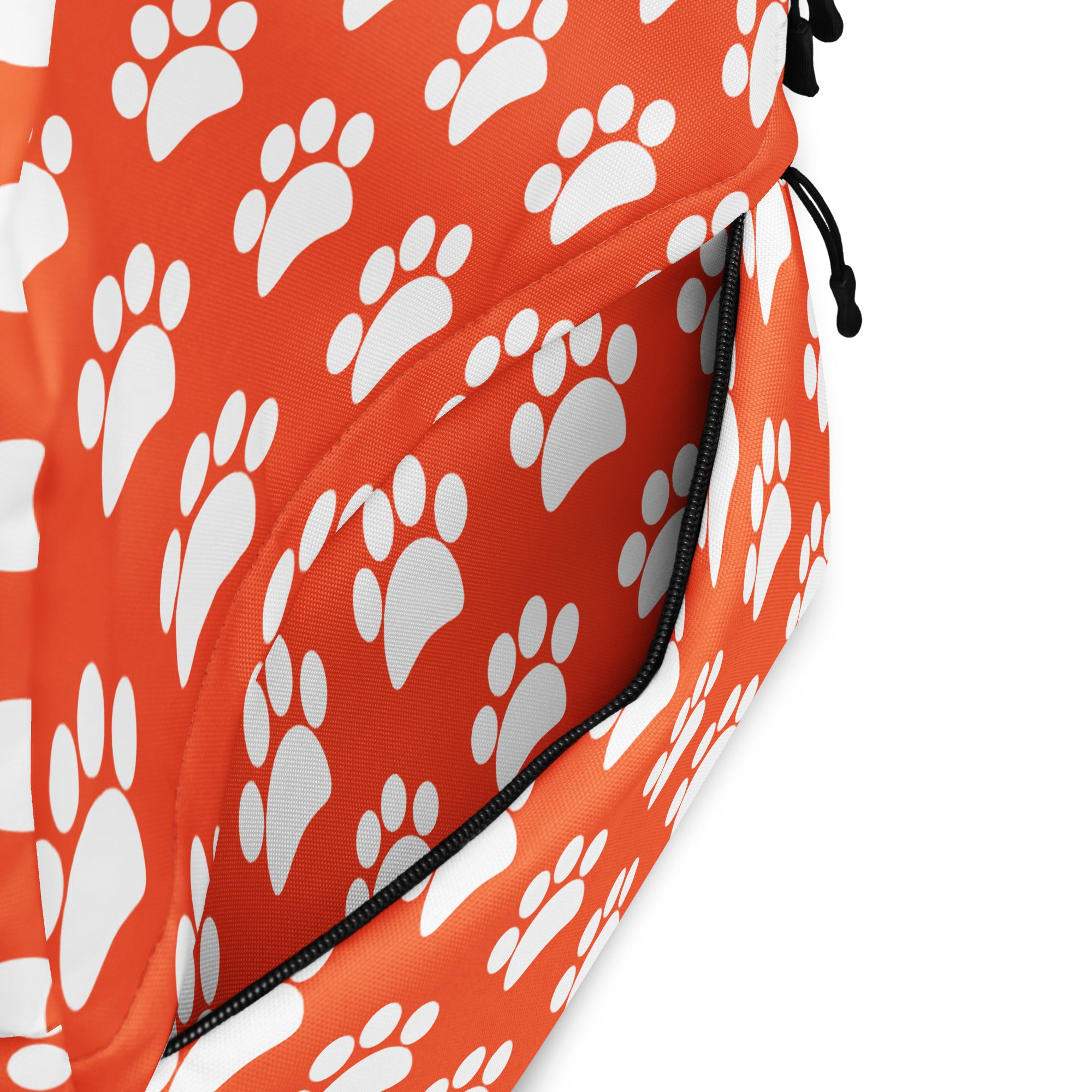 Kids Bright Orange Paw Print Backpack - Water-Resistant School Bag With Adjustable Padded Straps & Breathable Mesh Back