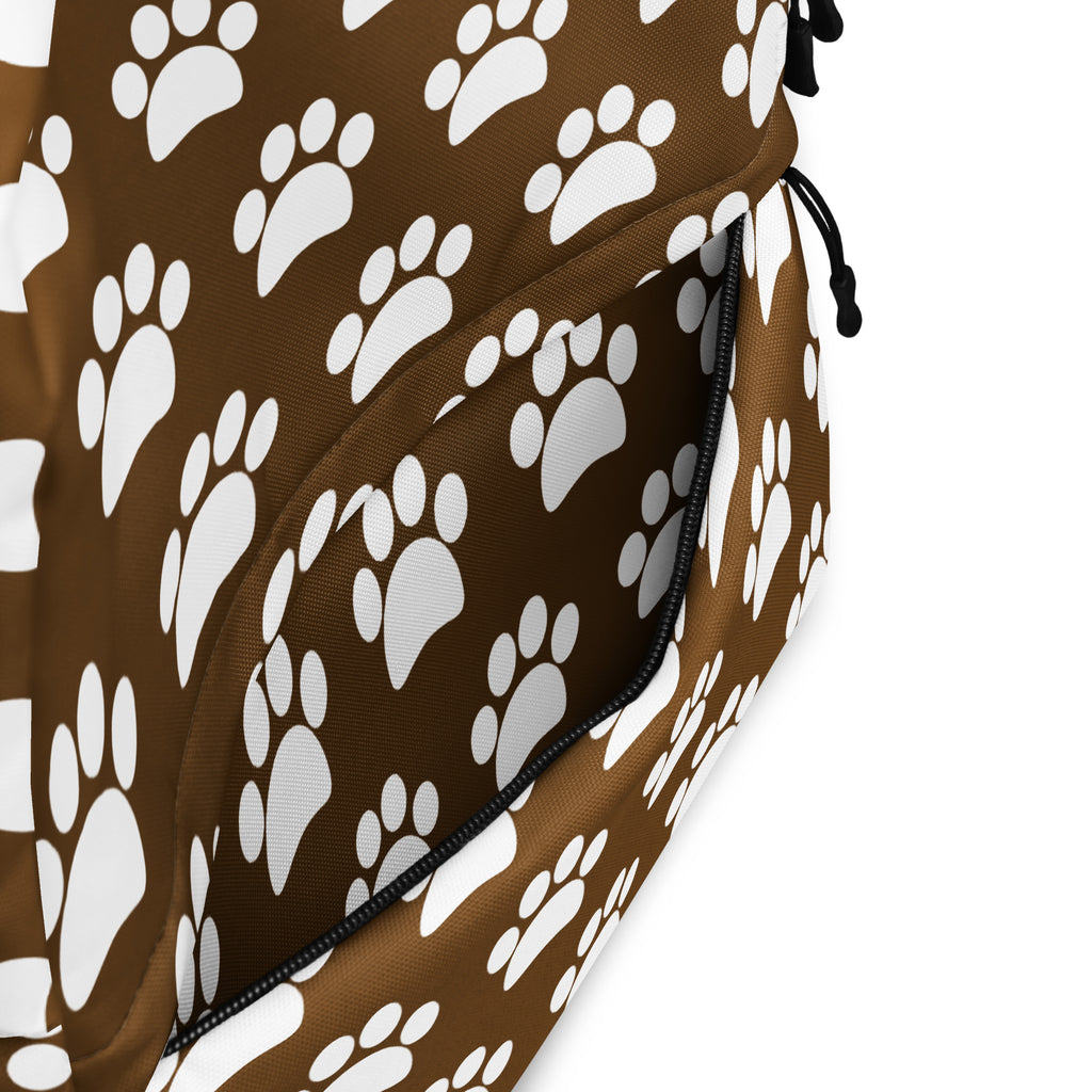 Kids Brown Paw Print Backpack - Water-Resistant School Bag With Adjustable Padded Straps & Breathable Mesh Back