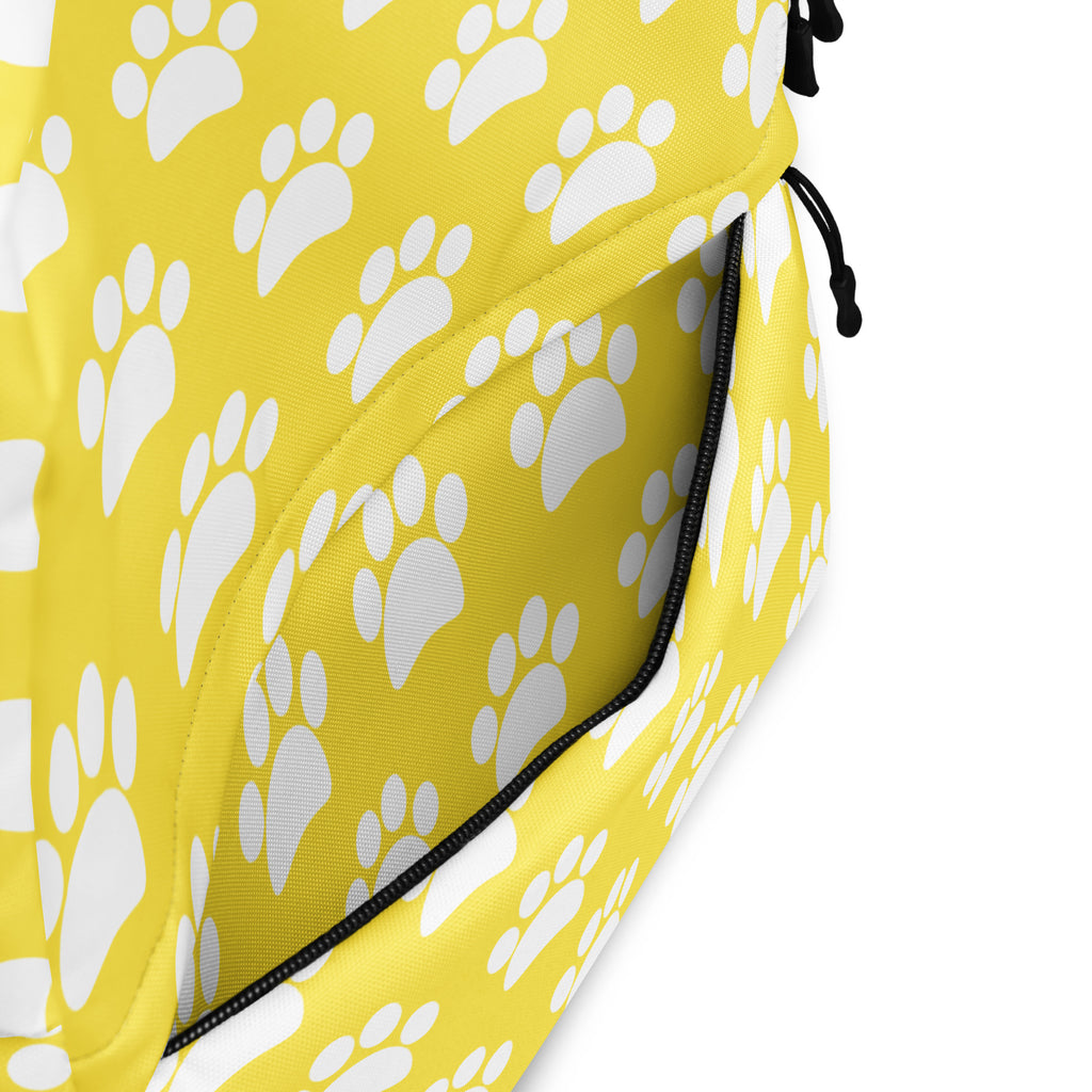 Kids Yellow Paw Print Backpack - Water-Resistant School Bag With Adjustable Padded Straps & Breathable Mesh Back