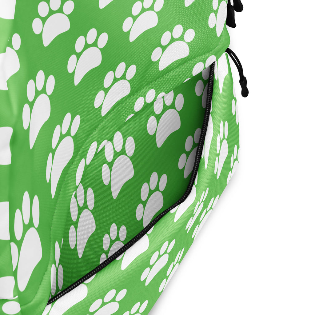 Kids Green Paw Print Backpack - Water-Resistant School Bag With Adjustable Padded Straps & Breathable Mesh Back