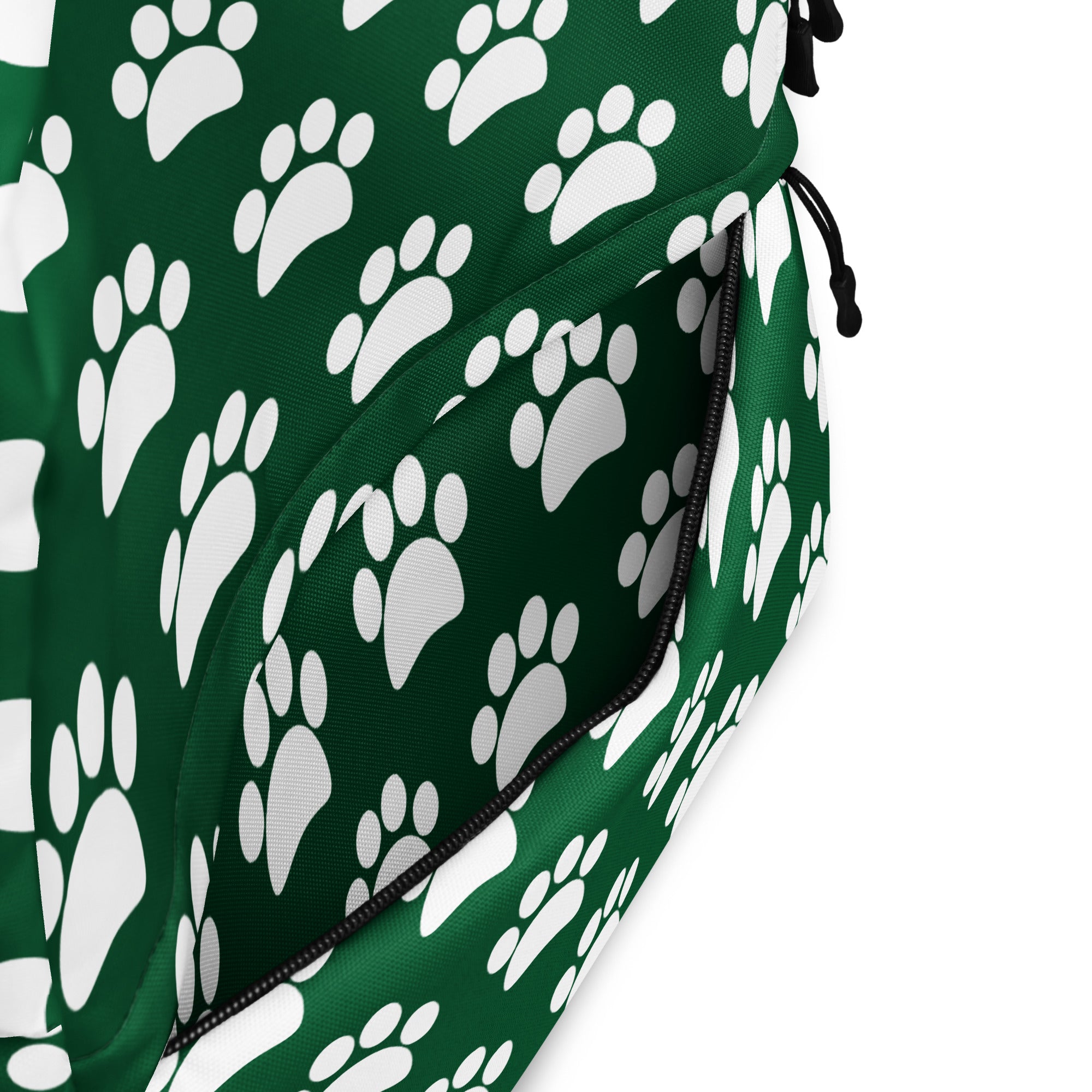 Kids Forest Green Paw Print Backpack - Water-Resistant School Bag With Adjustable Padded Straps & Breathable Mesh Back