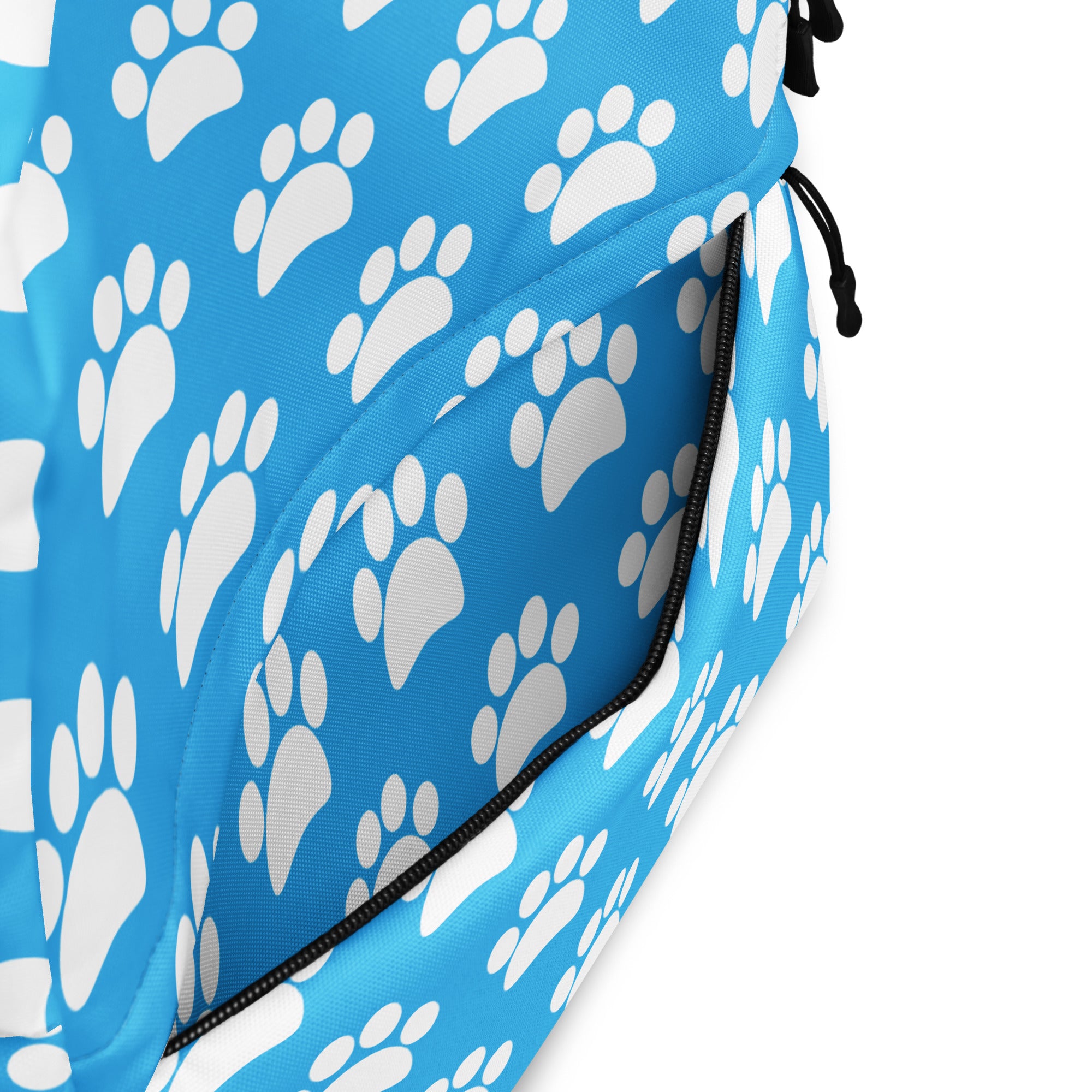 Kids Light Blue Paw Print Backpack - Water-Resistant School Bag With Adjustable Padded Straps & Breathable Mesh Back