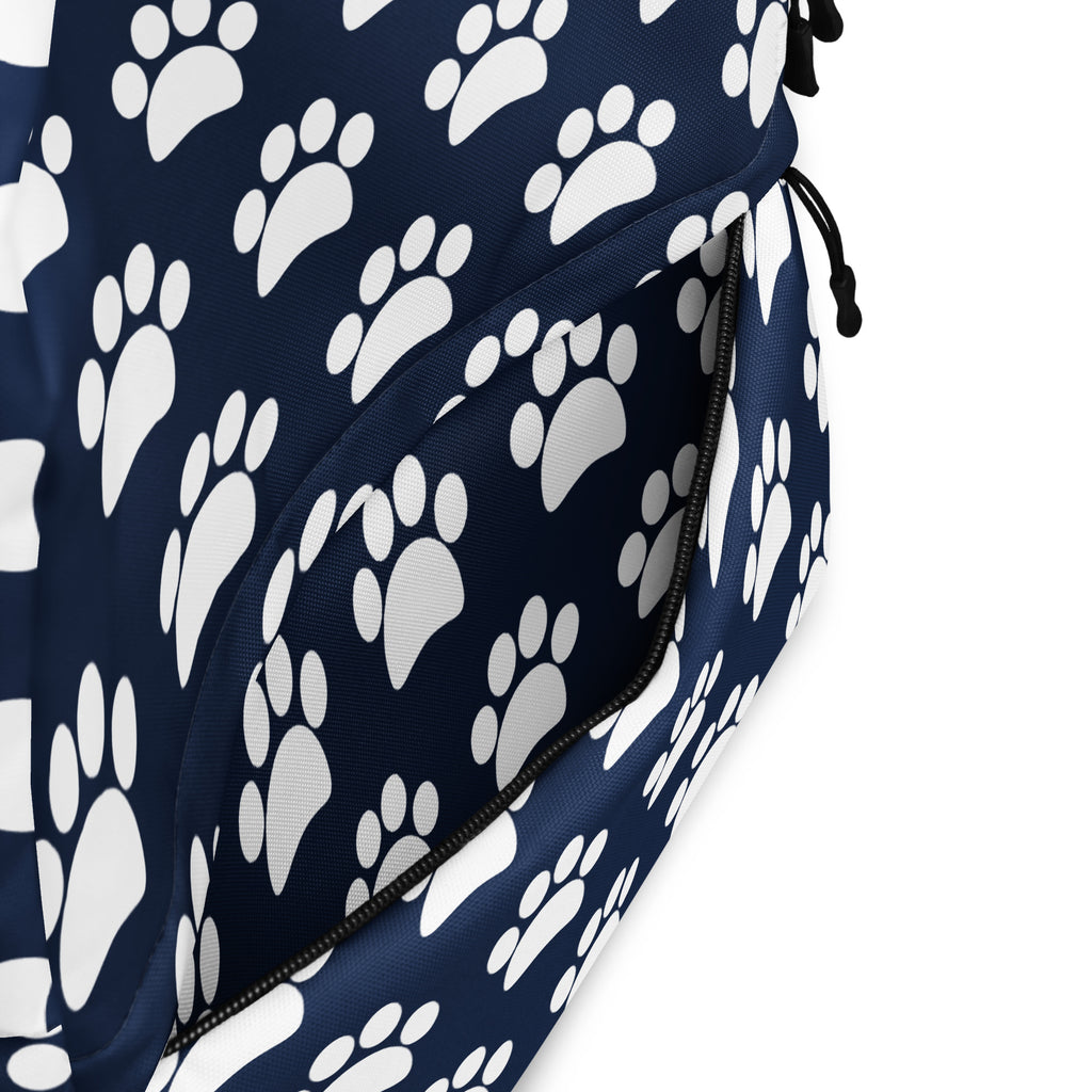 Kids Navy Paw Print Backpack - Water-Resistant School Bag With Adjustable Padded Straps & Breathable Mesh Back