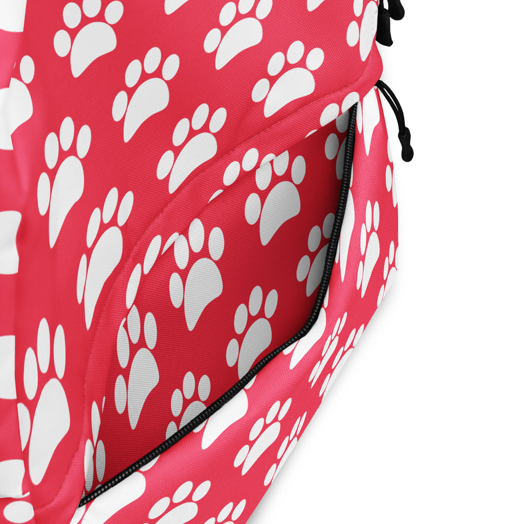 Girls Bright Pink Paw Print Backpack - Water-Resistant School Bag With Adjustable Padded Straps & Breathable Mesh Back