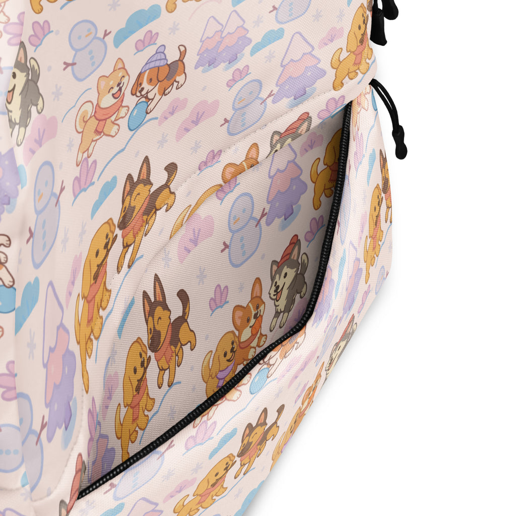 Kids Winter Puppies Backpack - Water-Resistant School Bag With Adjustable Padded Straps & Breathable Mesh Back