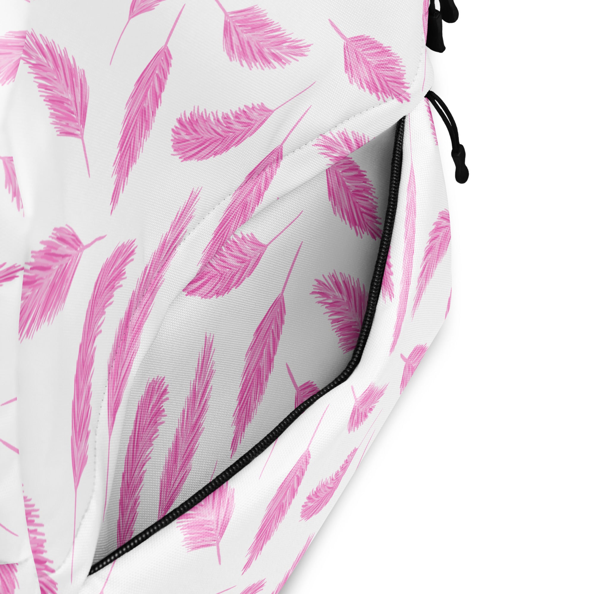 Girls Pink Flamingo Feathers Backpack - Water-Resistant School Bag With Adjustable Padded Straps & Breathable Mesh Back
