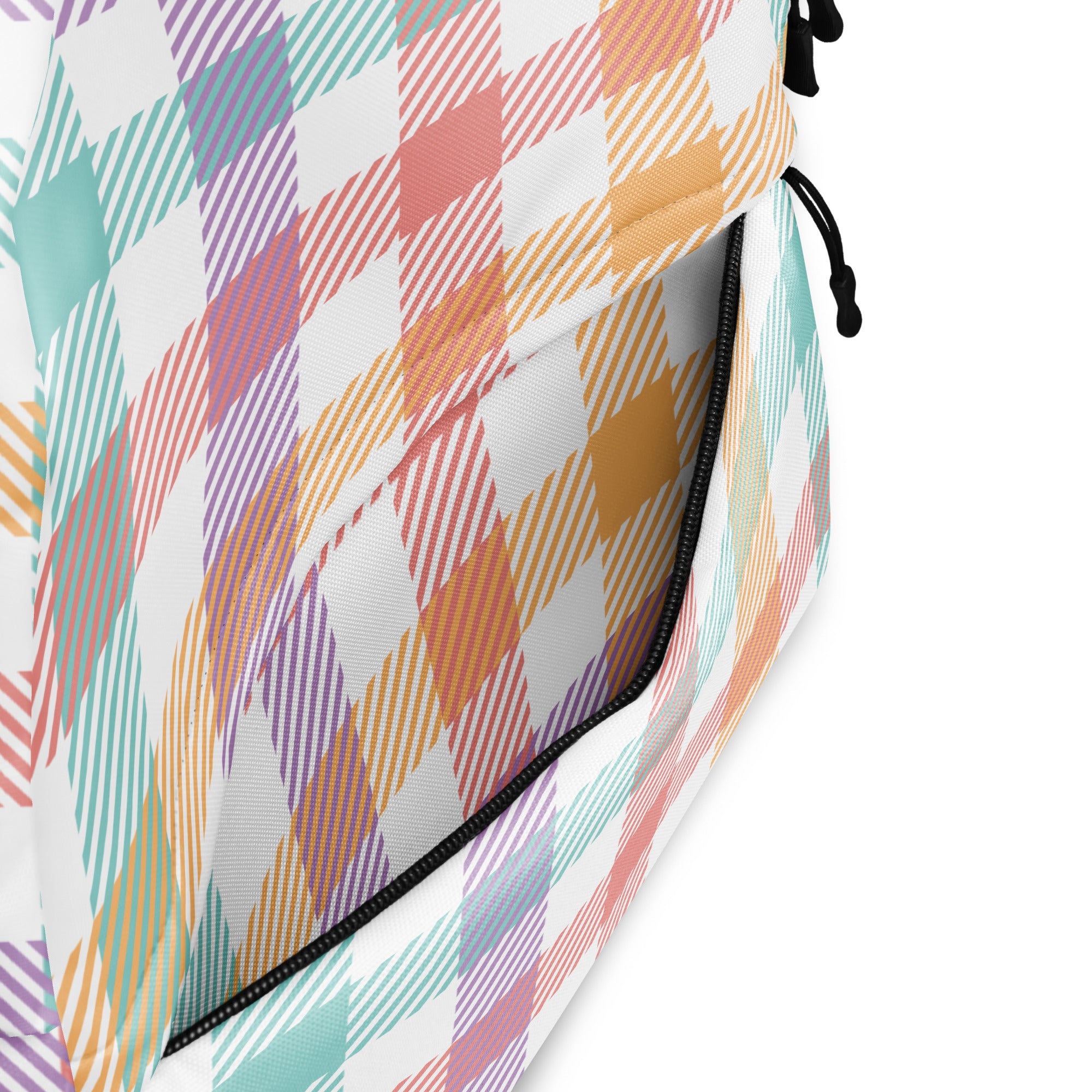 Girls Pastel Rainbow Plaid Backpack - Water-Resistant School Bag With Adjustable Padded Straps & Breathable Mesh Back