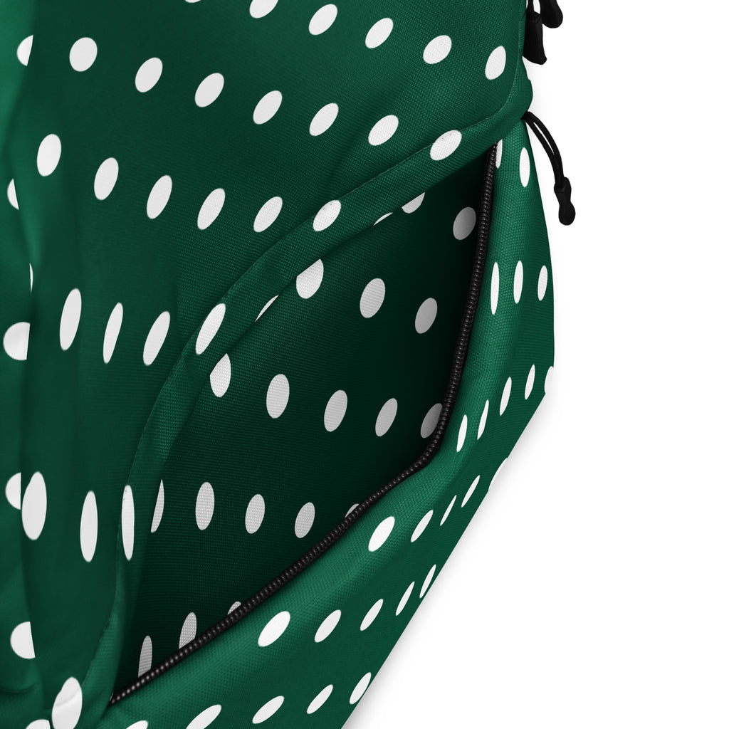 Kids Forest Green Polka Dot Backpack - Water-Resistant School Bag With Adjustable Padded Straps & Breathable Mesh Back
