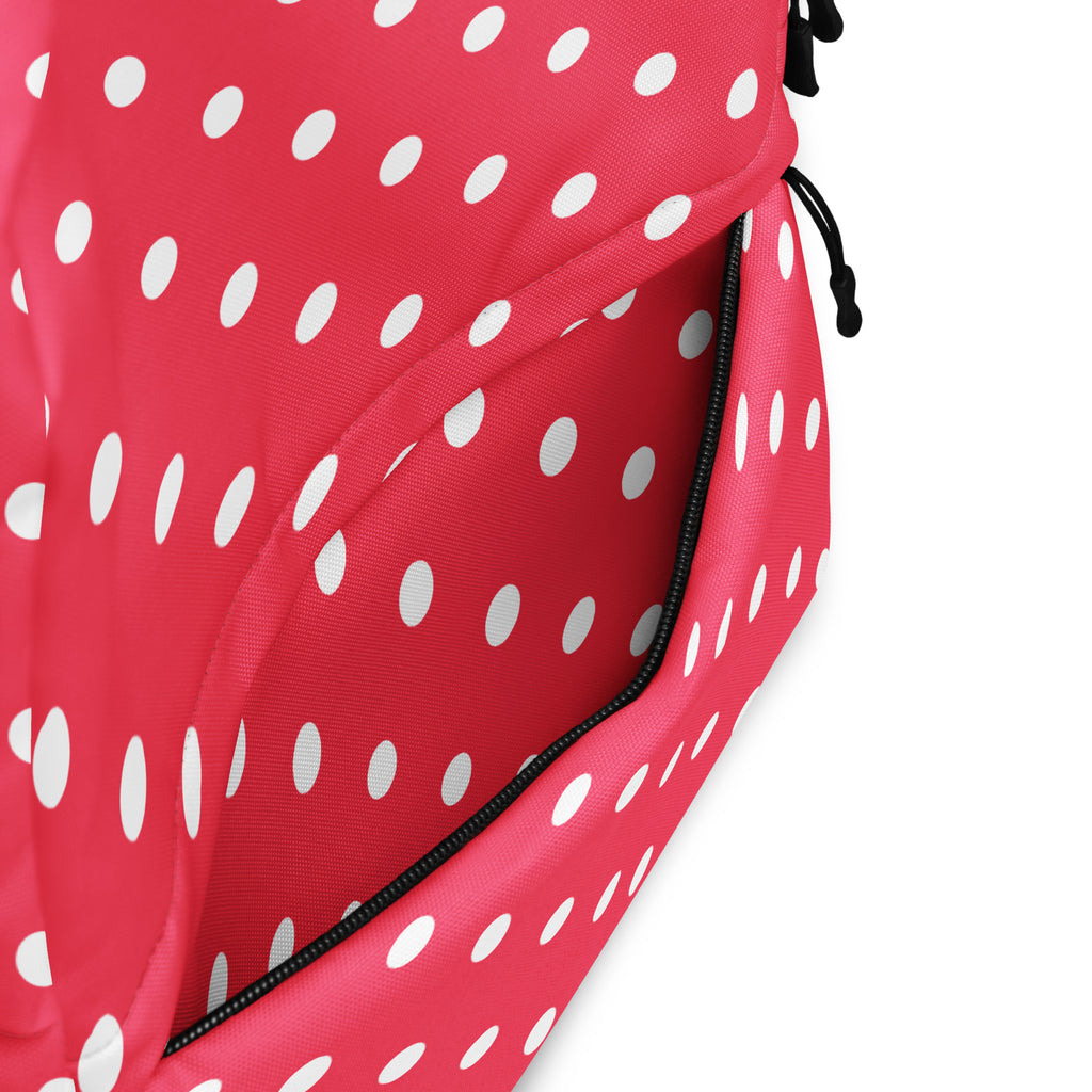Girls Bright Pink Polka Dot Backpack - Water-Resistant School Bag With Adjustable Padded Straps & Breathable Mesh Back