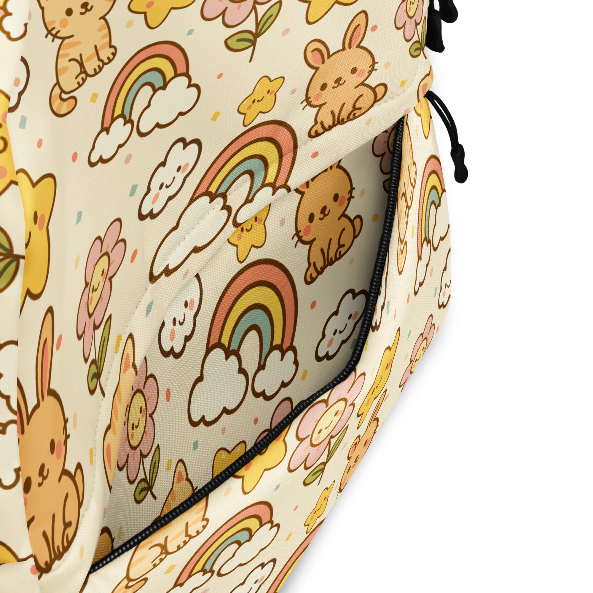 Girls Rainbow Bunny Cat Backpack - Water-Resistant School Bag With Adjustable Padded Straps & Breathable Mesh Back