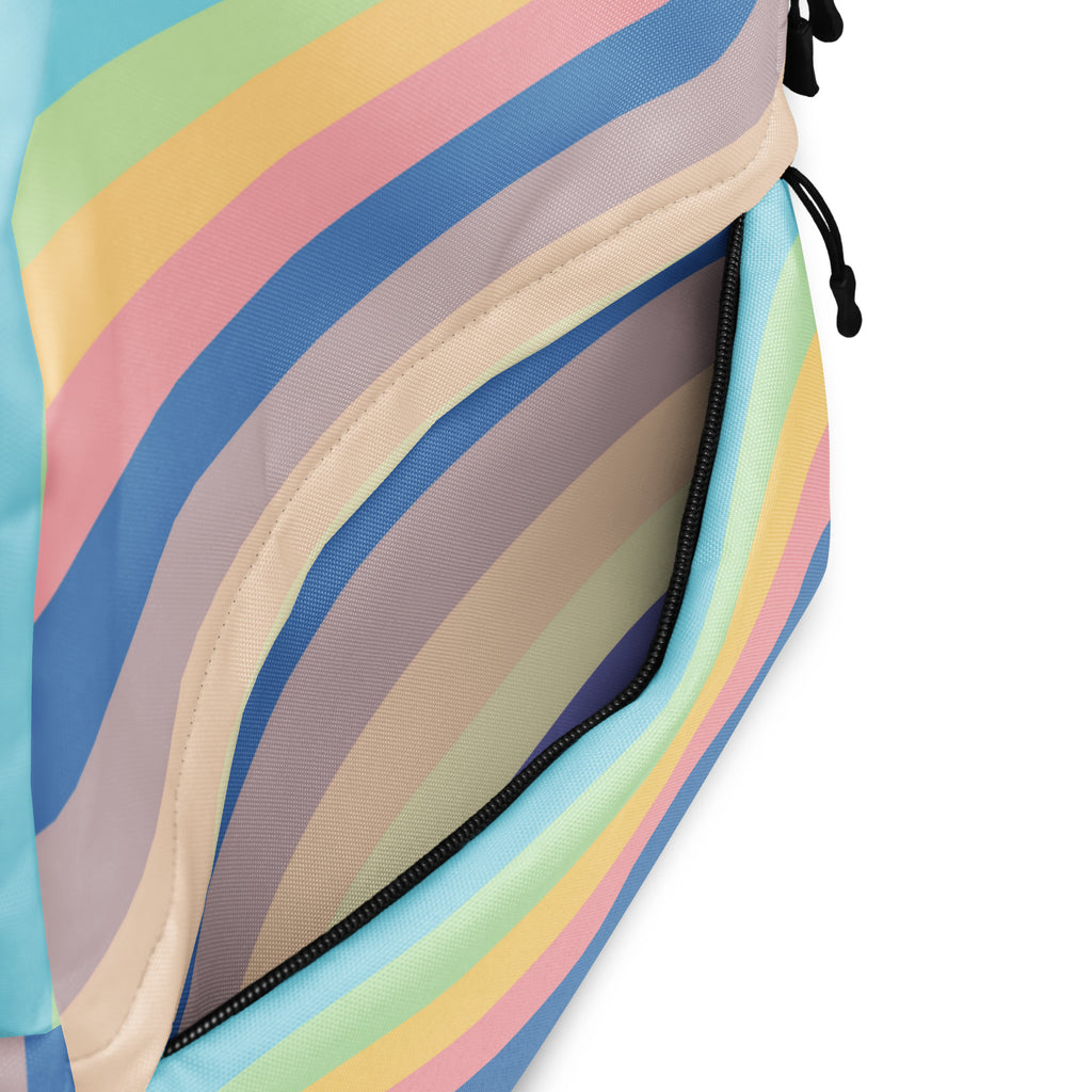 Girls Colorful Stripe Backpack - Water-Resistant School Bag With Adjustable Padded Straps & Breathable Mesh Back