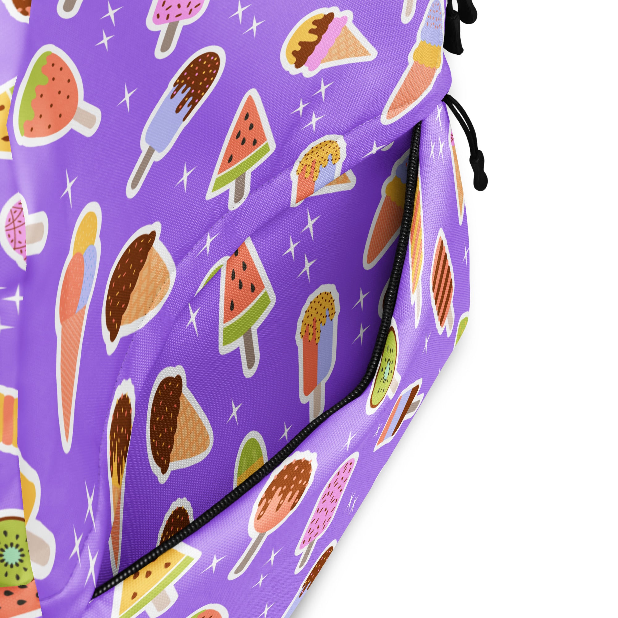 Girls Purple Ice Cream Backpack - Water-Resistant School Bag With Adjustable Padded Straps & Breathable Mesh Back
