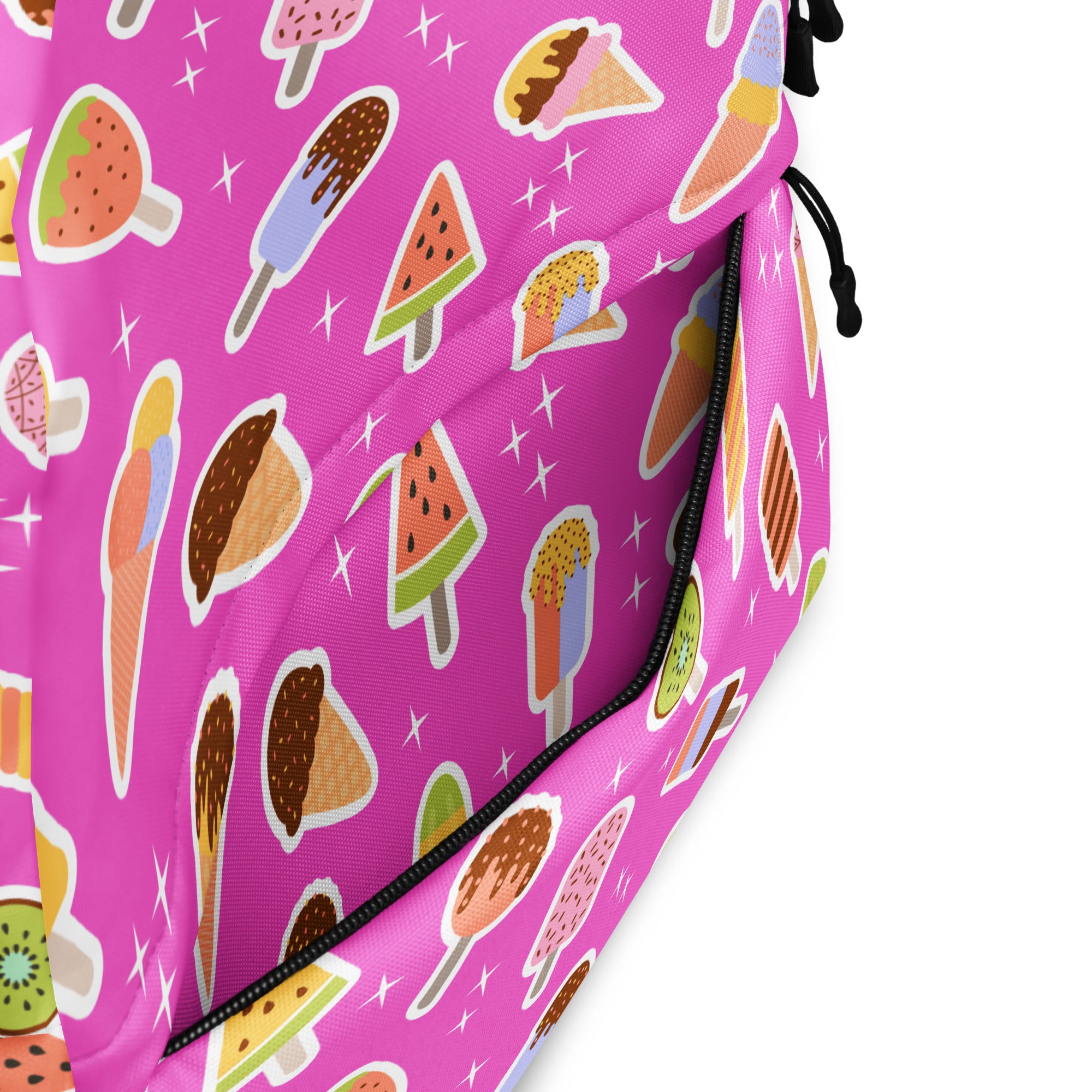 Girls Pink Ice Cream Backpack - Water-Resistant School Bag With Adjustable Padded Straps & Breathable Mesh Back
