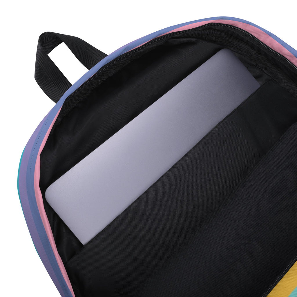 Girls Rainbow Stripe Backpack - Water-Resistant School Bag With Adjustable Padded Straps & Breathable Mesh Back