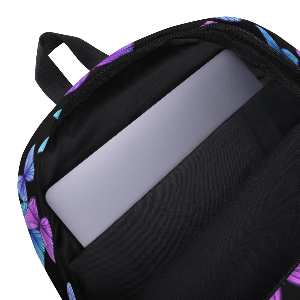 Girls Vibrant Butterfly Backpack - Water-Resistant School Bag With Adjustable Padded Straps & Breathable Mesh Back