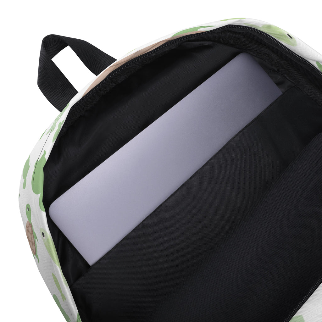 Kids Custom Name Green Sea Turtle Backpack - Water-Resistant School Bag With Adjustable Padded Straps & Breathable Mesh Back