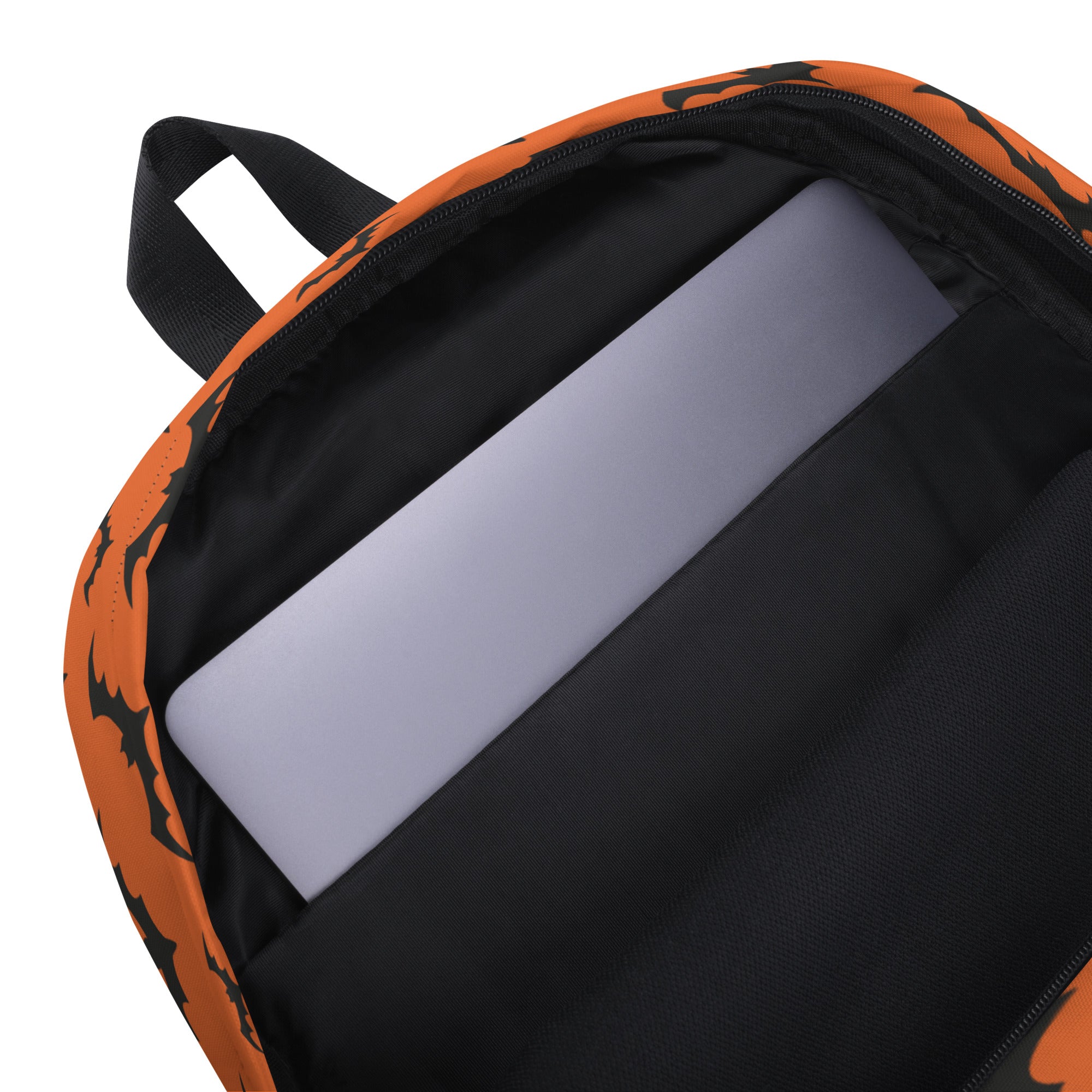 Kids Orange Bats Backpack - Water-Resistant School Bag With Adjustable Padded Straps & Breathable Mesh Back