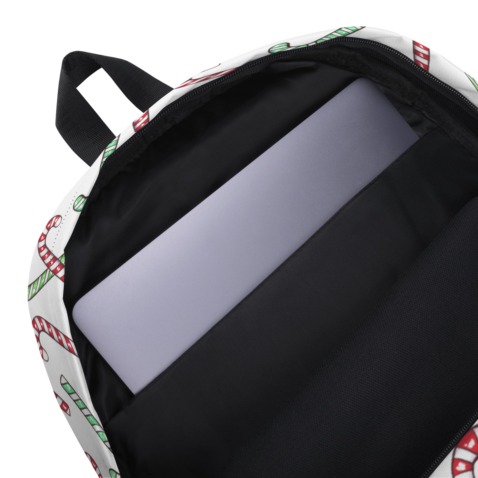 Kids Red & Green Candy Cane Christmas Backpack - Water-Resistant School Bag With Adjustable Padded Straps & Breathable Mesh Back