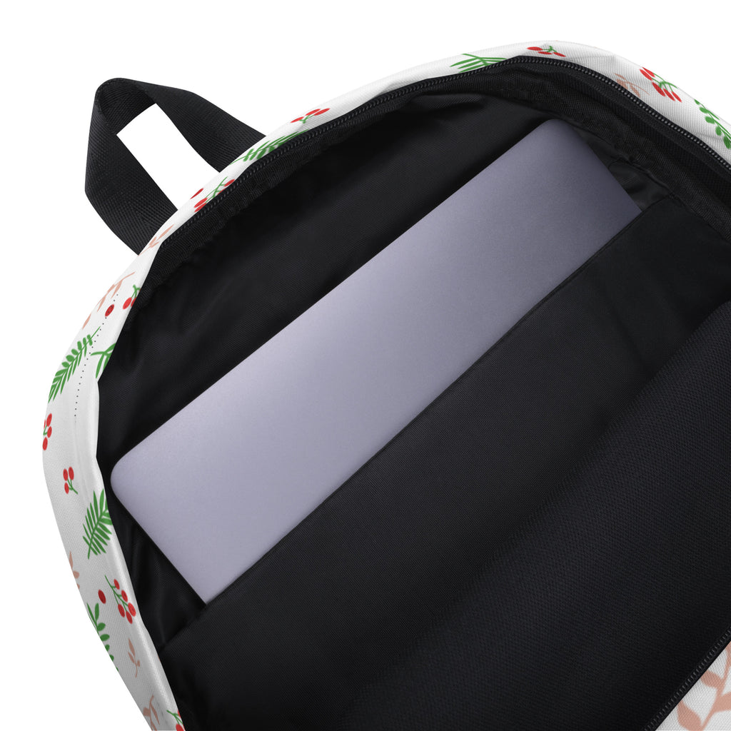 Kids Christmas Holly Leaves Backpack - Water-Resistant School Bag With Adjustable Padded Straps & Breathable Mesh Back