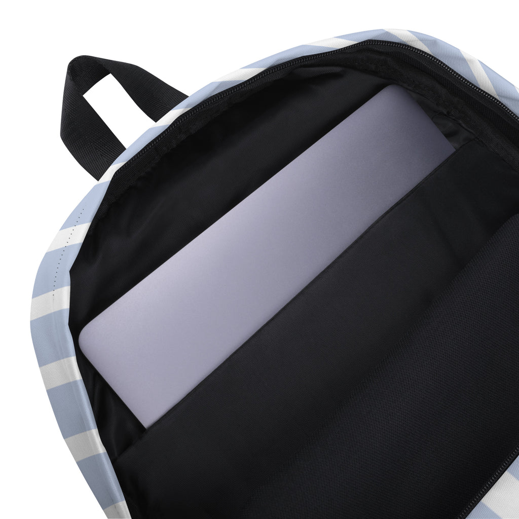 Kids Blue Stripe Backpack - Water-Resistant School Bag With Adjustable Padded Straps & Breathable Mesh Back