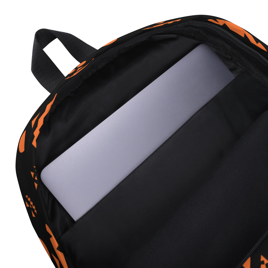 Kids Orange Jack-O’-Lantern Halloween Backpack - Water-Resistant School Bag With Adjustable Padded Straps & Breathable Mesh Back