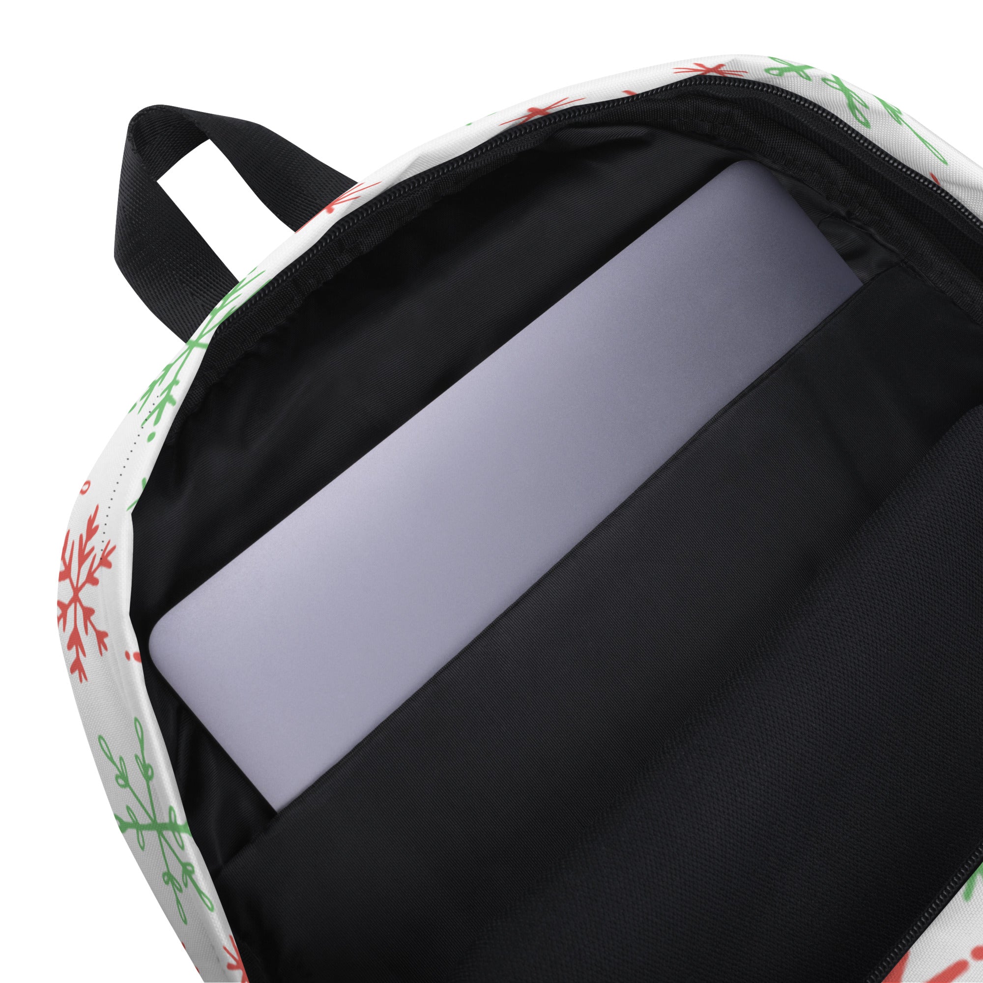 Kids Red and Green Holiday Snowflake Backpack - Water-Resistant School Bag With Adjustable Padded Straps & Breathable Mesh Back
