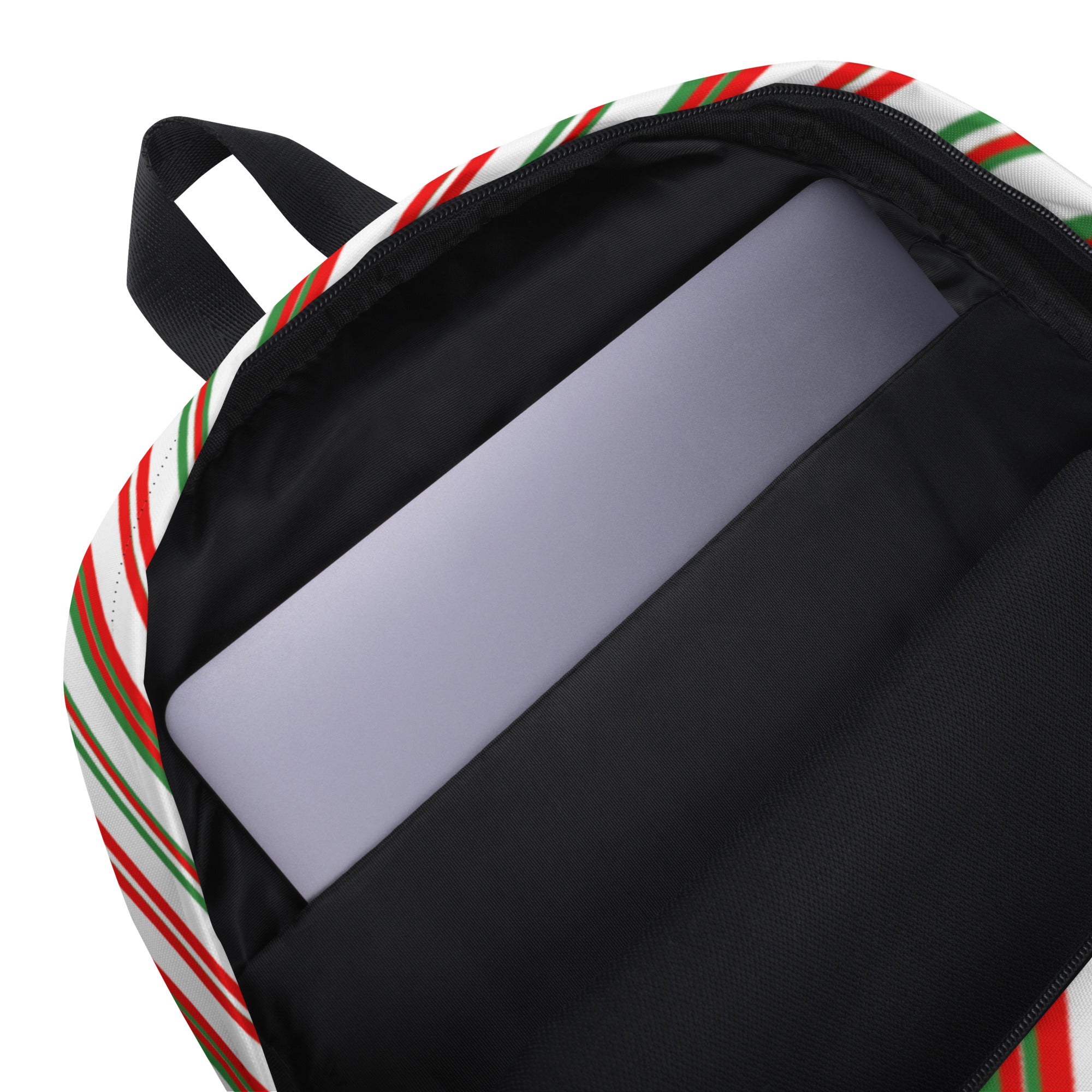 Kids Striped Peppermint Candy Cane Backpack - Water-Resistant School Bag With Adjustable Padded Straps & Breathable Mesh Back