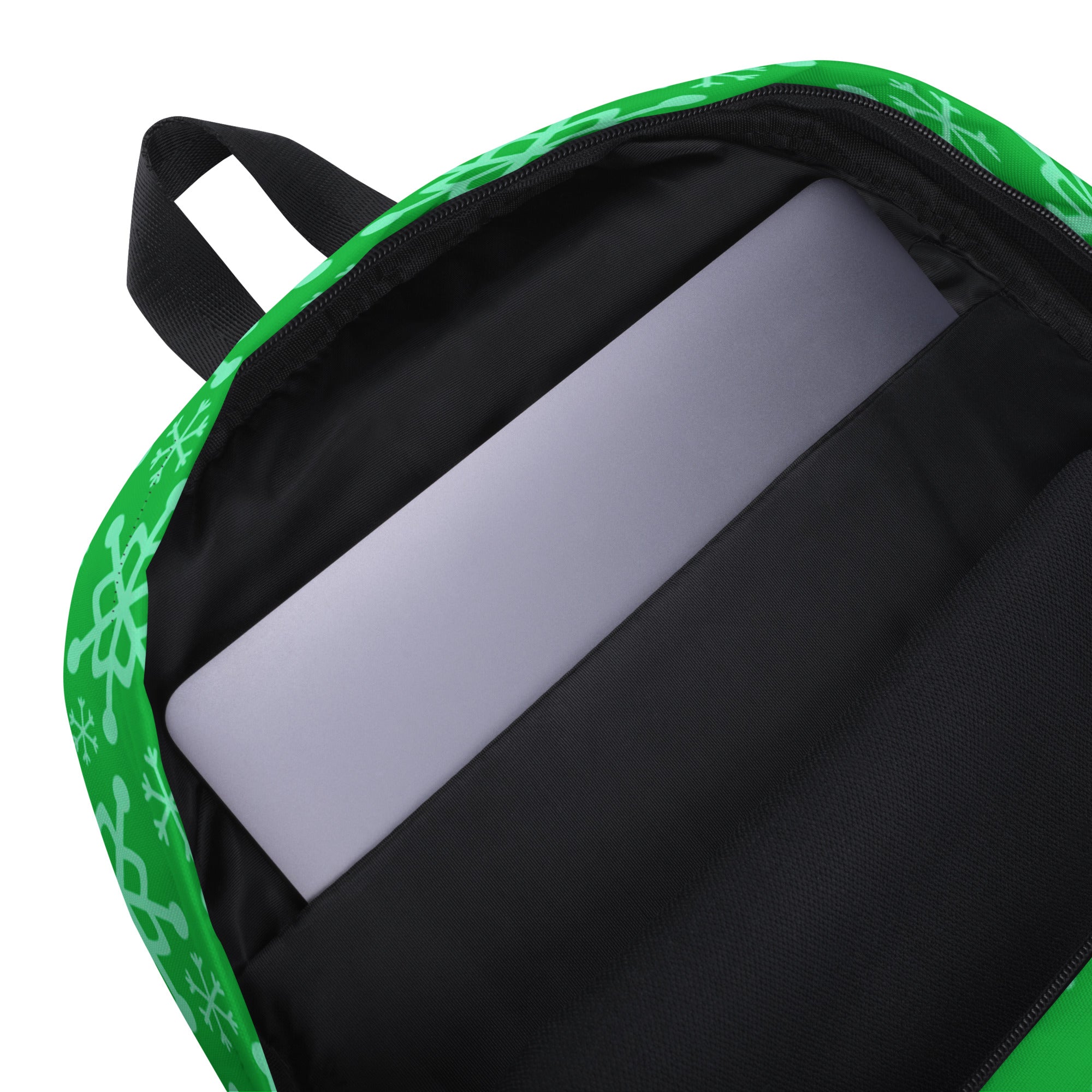 Kids Green Snowflake Backpack - Water-Resistant School Bag With Adjustable Padded Straps & Breathable Mesh Back