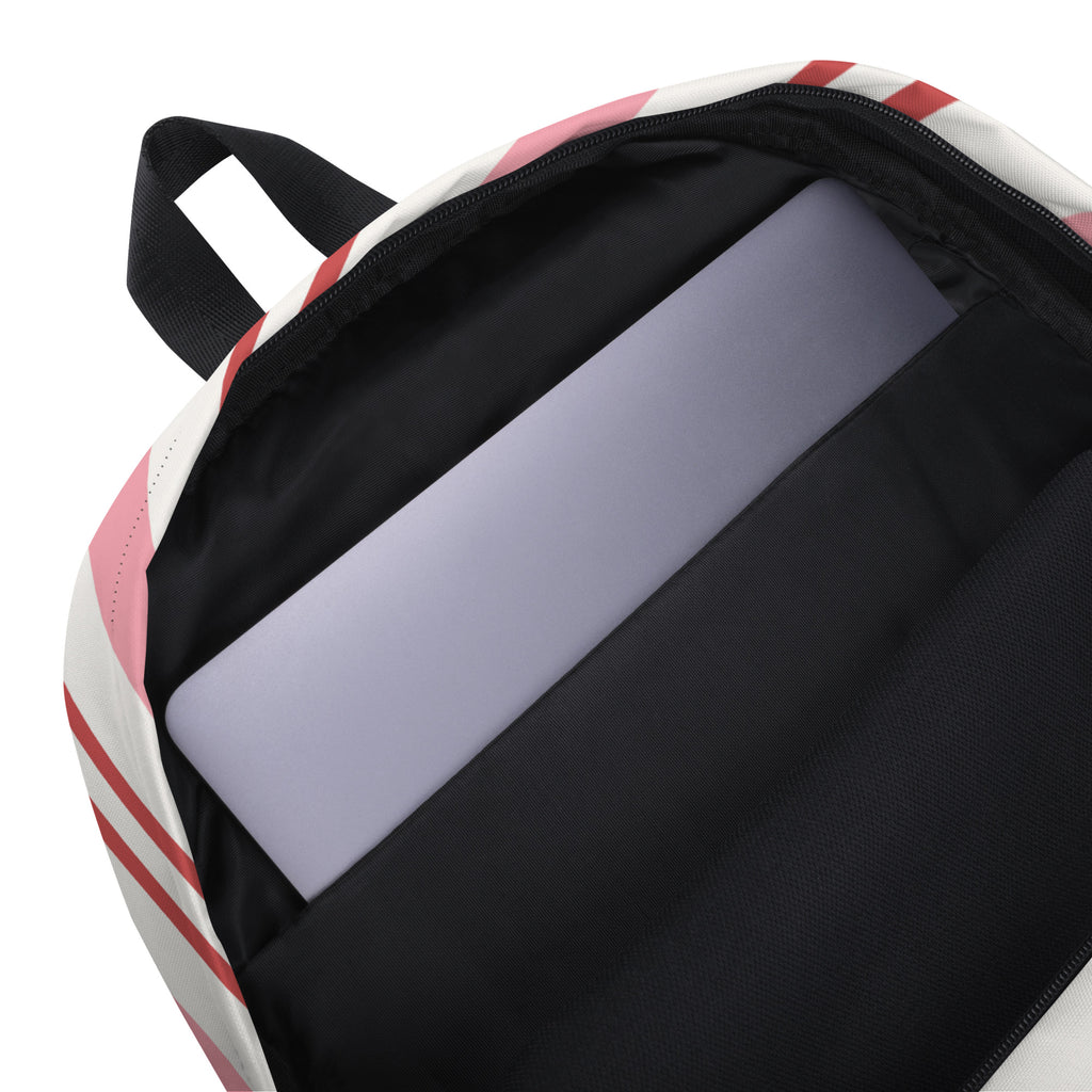 Girls Pink Candy Cane Stripes Christmas Backpack - Water-Resistant School Bag With Adjustable Padded Straps & Breathable Mesh Back