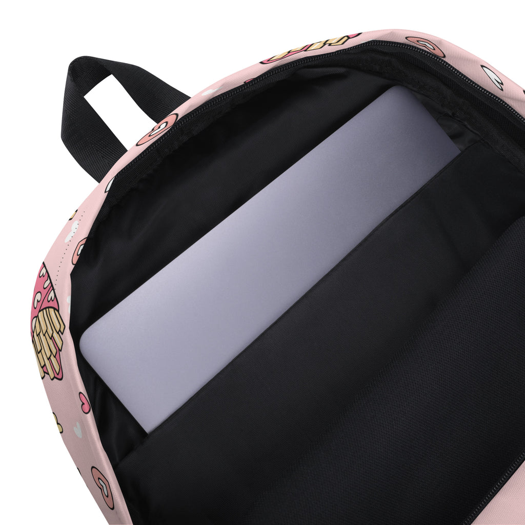 Girls Pink French Fries Backpack - Water-Resistant School Bag With Adjustable Padded Straps & Breathable Mesh Back