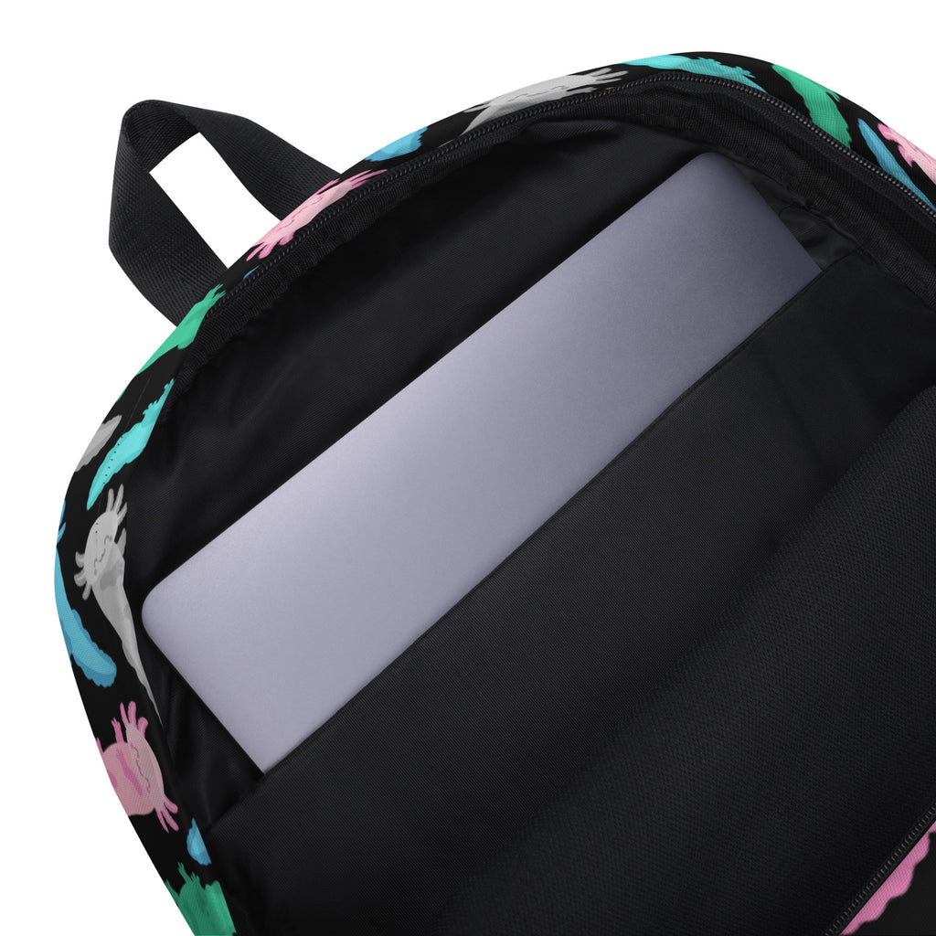 Girls Colorful Axolotl Backpack - Water-Resistant School Bag With Adjustable Padded Straps & Breathable Mesh Back