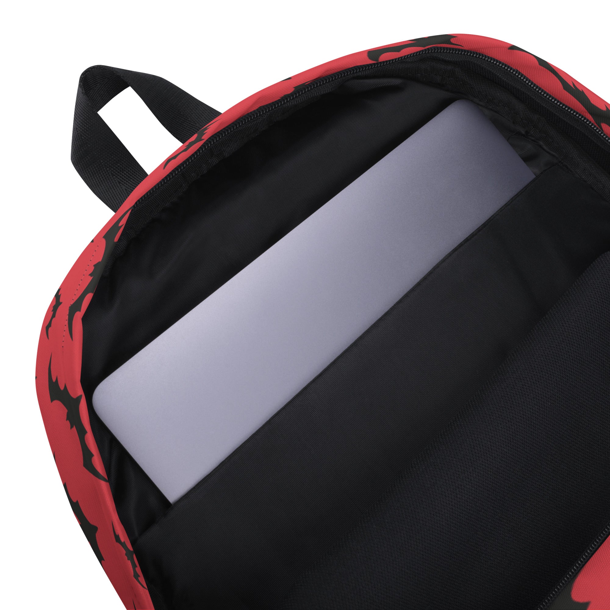 Kids Red Bats Backpack - Water-Resistant School Bag With Adjustable Padded Straps & Breathable Mesh Back