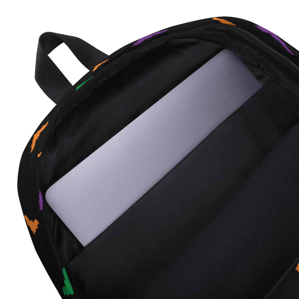 Kids Colorful Halloween Bat Backpack - Water-Resistant School Bag With Adjustable Padded Straps & Breathable Mesh Back