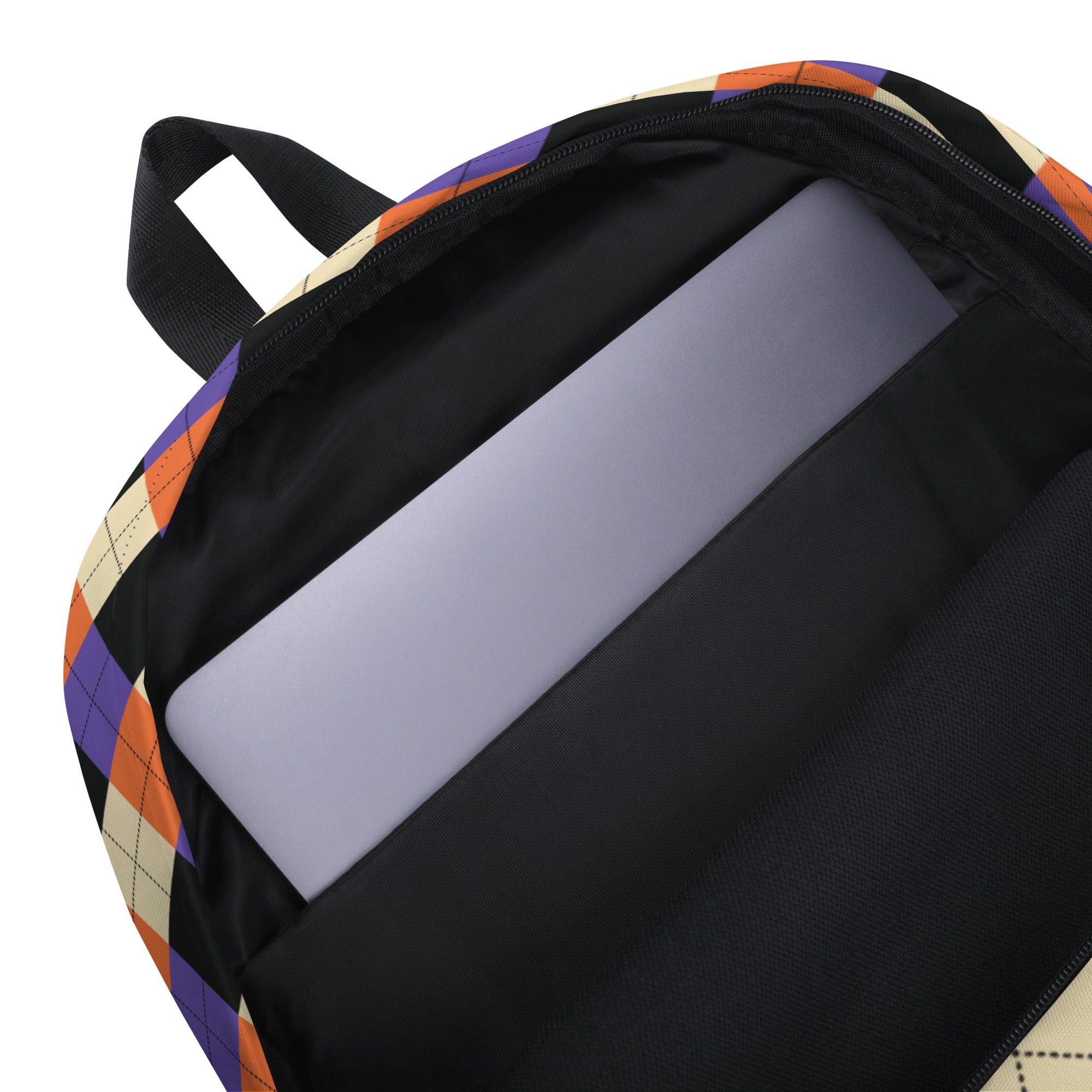 Kids Halloween Argyle Backpack - Water-Resistant School Bag With Adjustable Padded Straps & Breathable Mesh Back