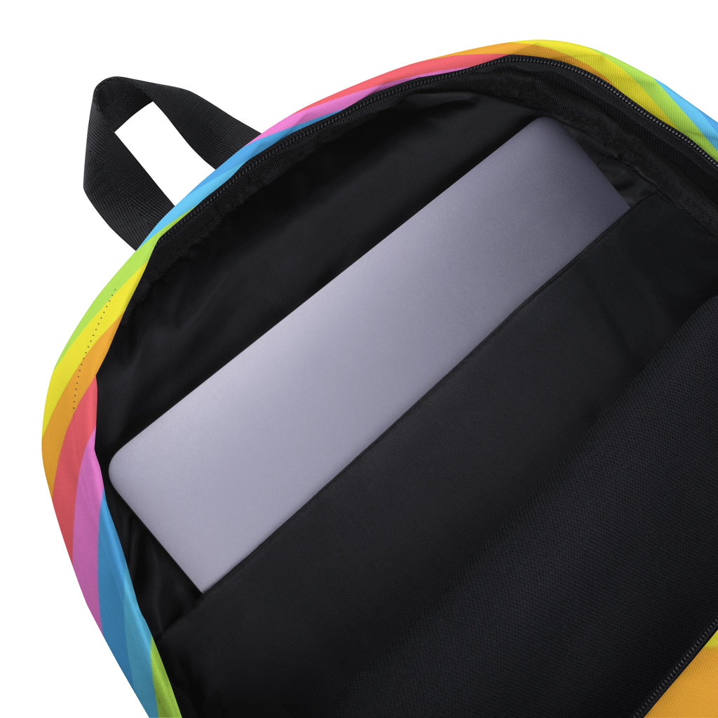 Girls Rainbow Stripe Backpack - Water-Resistant School Bag With Adjustable Padded Straps & Breathable Mesh Back