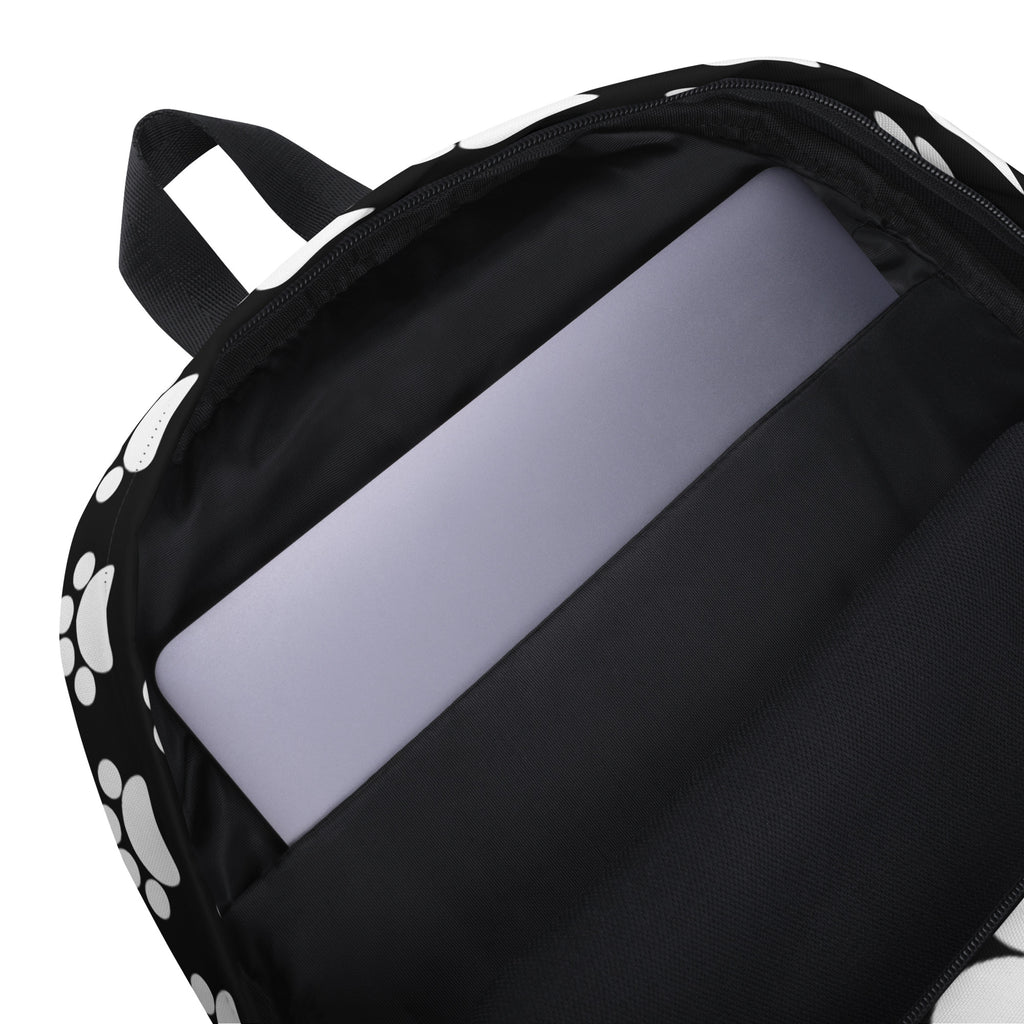 Kids Black Paw Print Backpack - Water-Resistant School Bag With Adjustable Padded Straps & Breathable Mesh Back