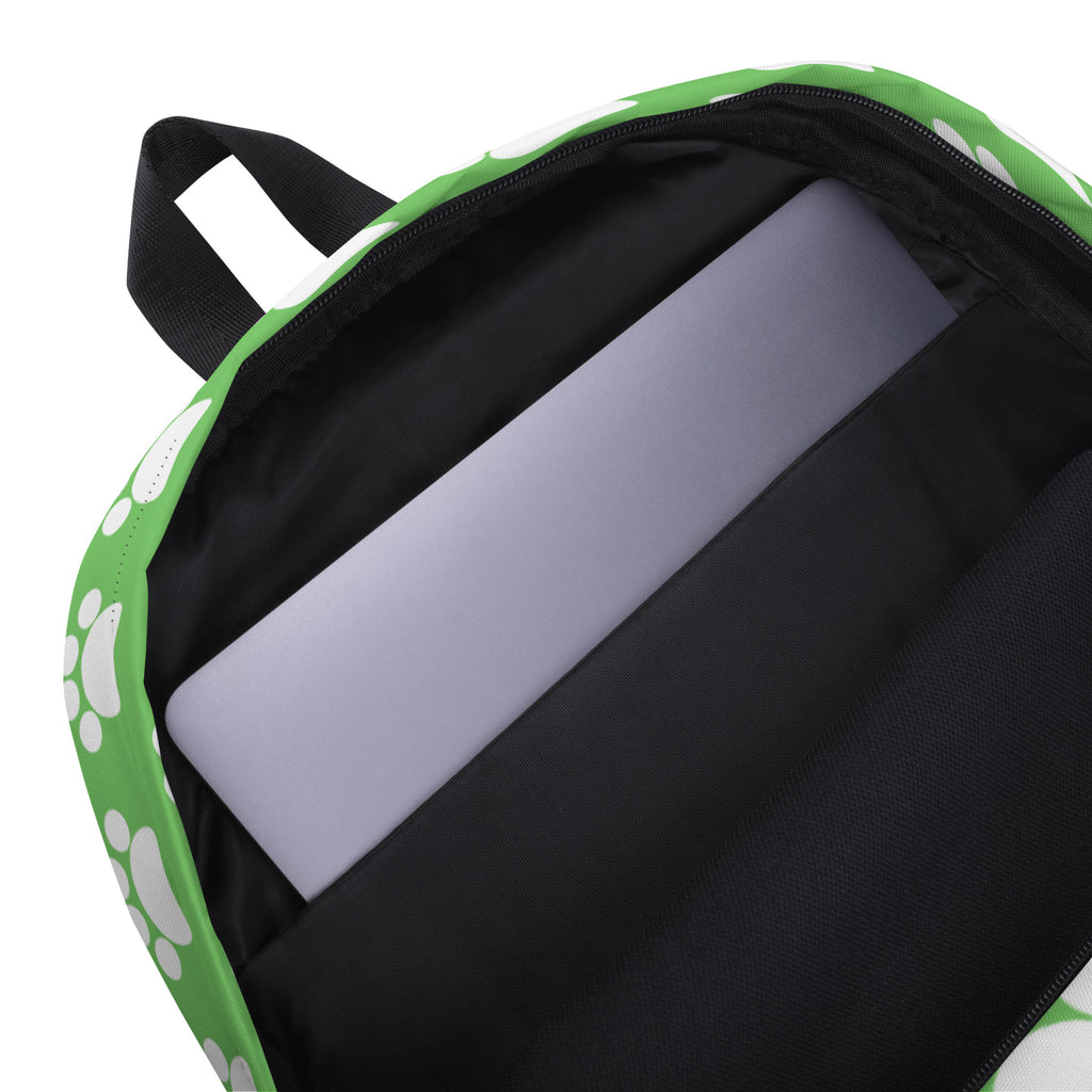 Kids Green Paw Print Backpack - Water-Resistant School Bag With Adjustable Padded Straps & Breathable Mesh Back