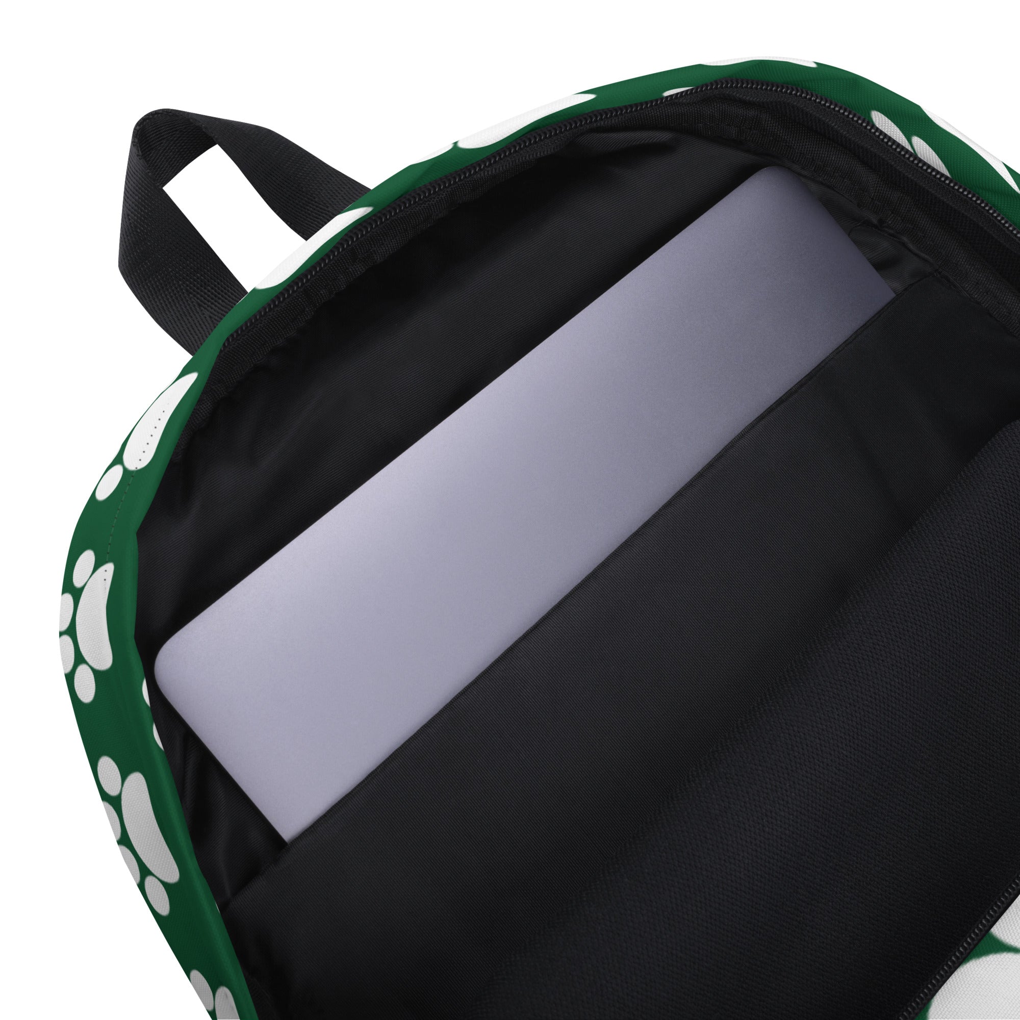 Kids Forest Green Paw Print Backpack - Water-Resistant School Bag With Adjustable Padded Straps & Breathable Mesh Back