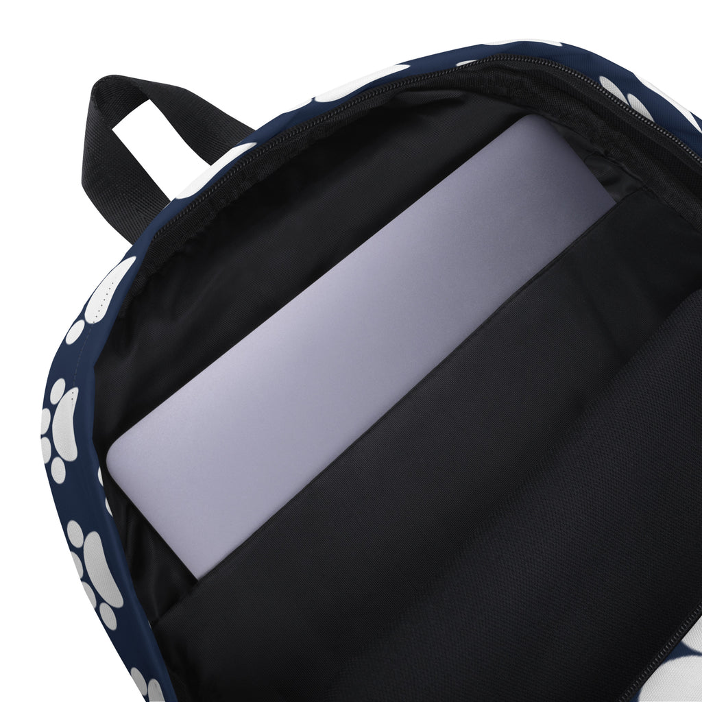 Kids Navy Paw Print Backpack - Water-Resistant School Bag With Adjustable Padded Straps & Breathable Mesh Back