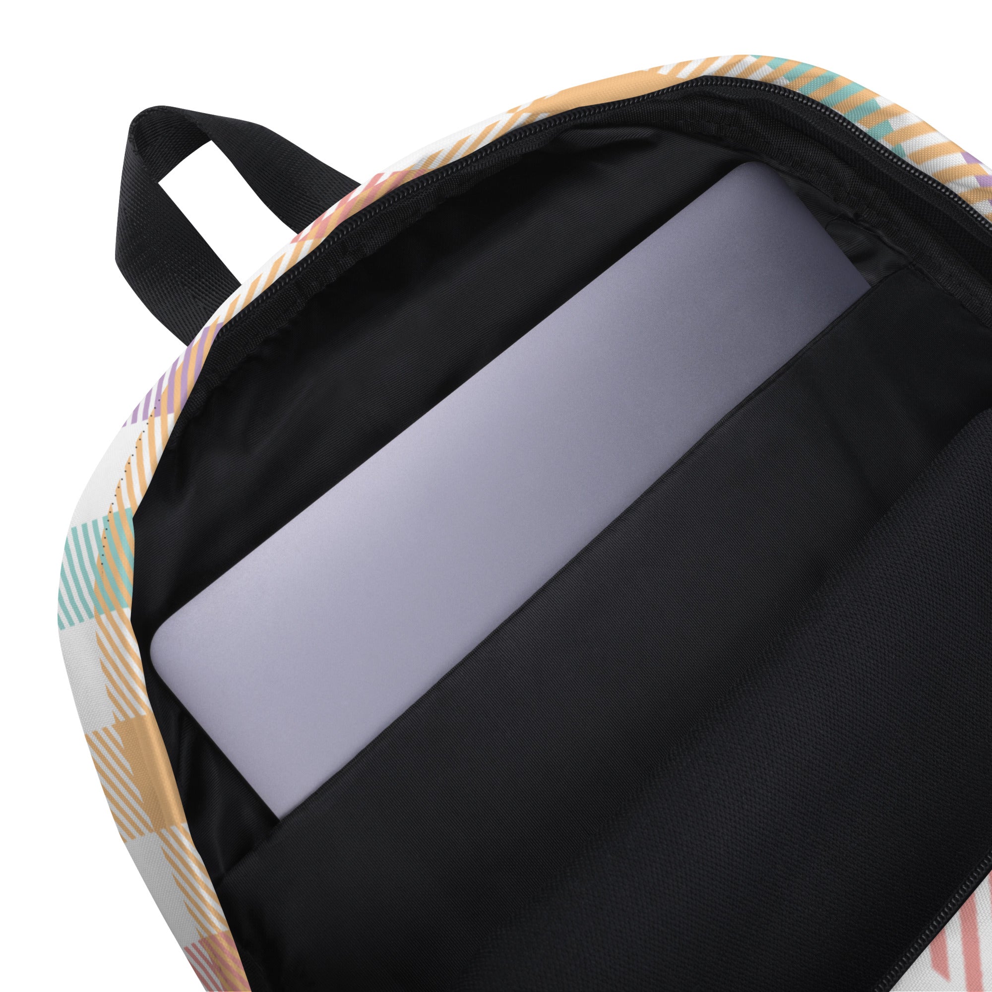 Girls Pastel Rainbow Plaid Backpack - Water-Resistant School Bag With Adjustable Padded Straps & Breathable Mesh Back