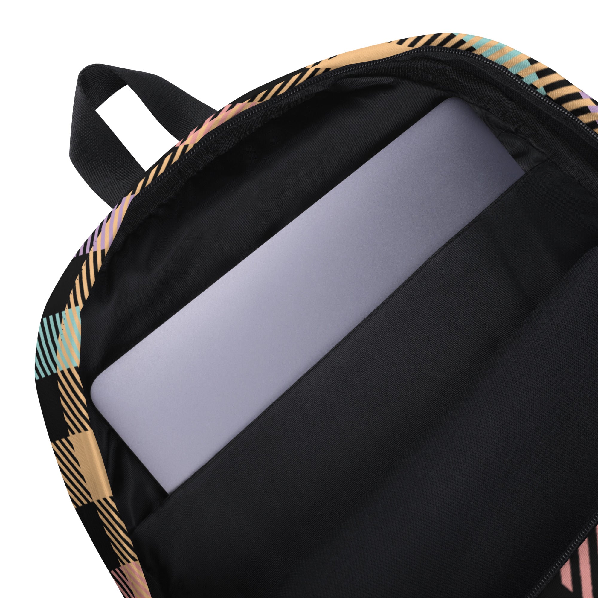 Girls Pastel Rainbow Plaid Backpack - Water-Resistant School Bag With Adjustable Padded Straps & Breathable Mesh Back