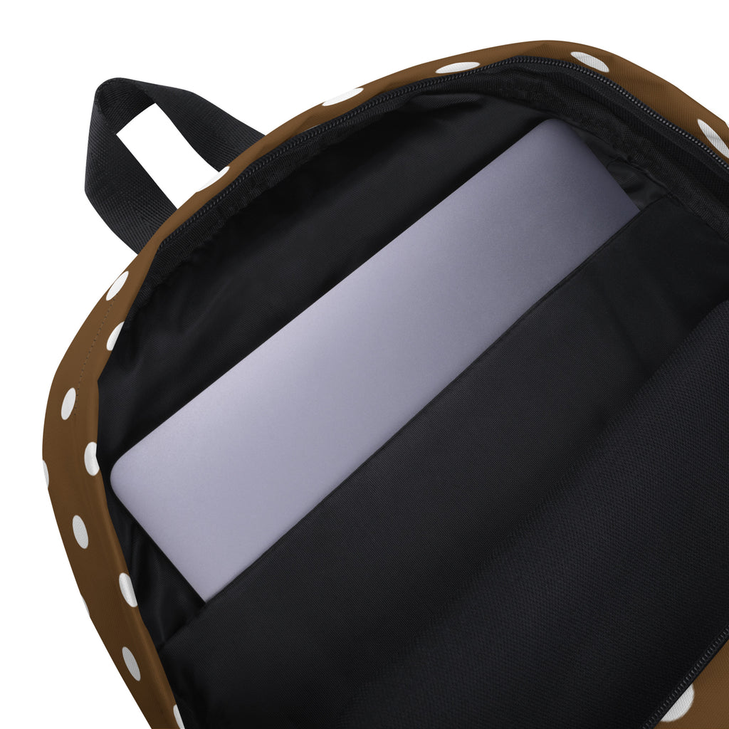 Kids Brown Polka Dot Backpack - Water-Resistant School Bag With Adjustable Padded Straps & Breathable Mesh Back