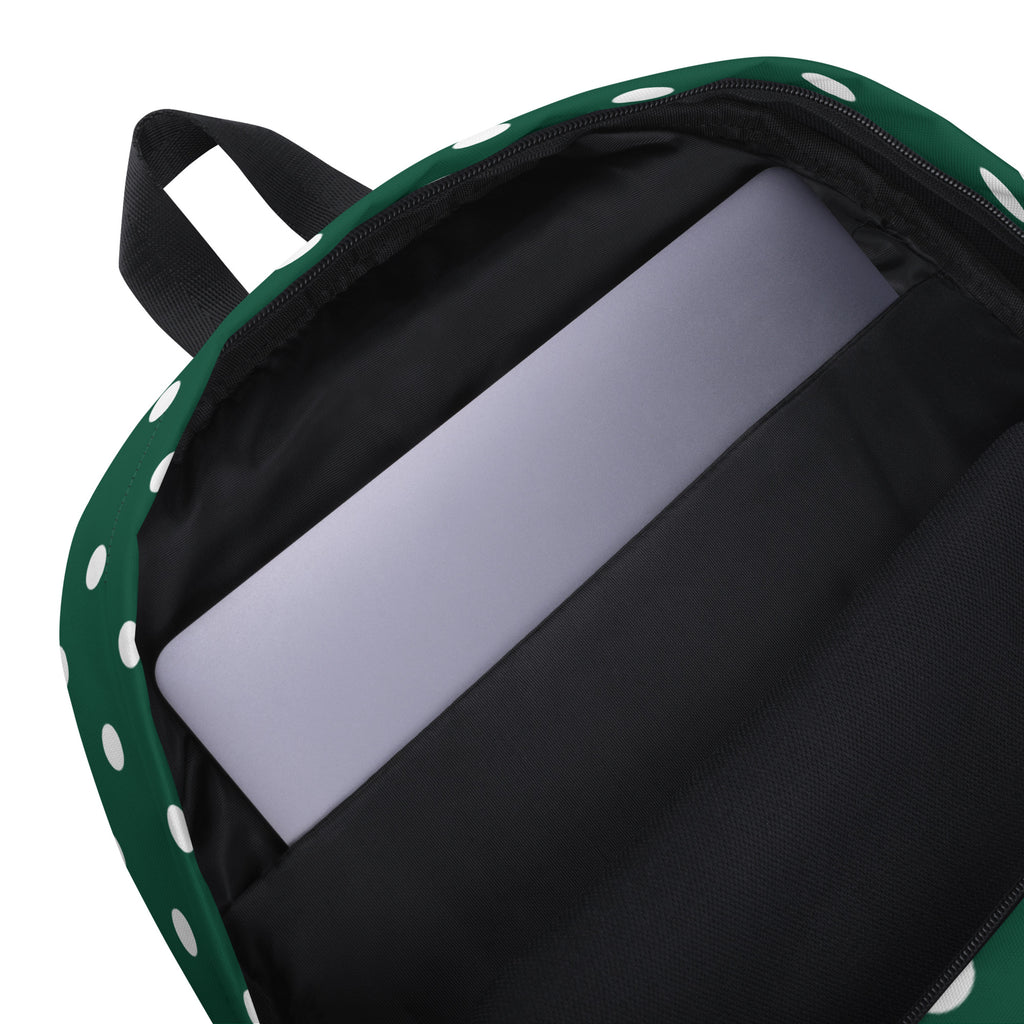 Kids Forest Green Polka Dot Backpack - Water-Resistant School Bag With Adjustable Padded Straps & Breathable Mesh Back