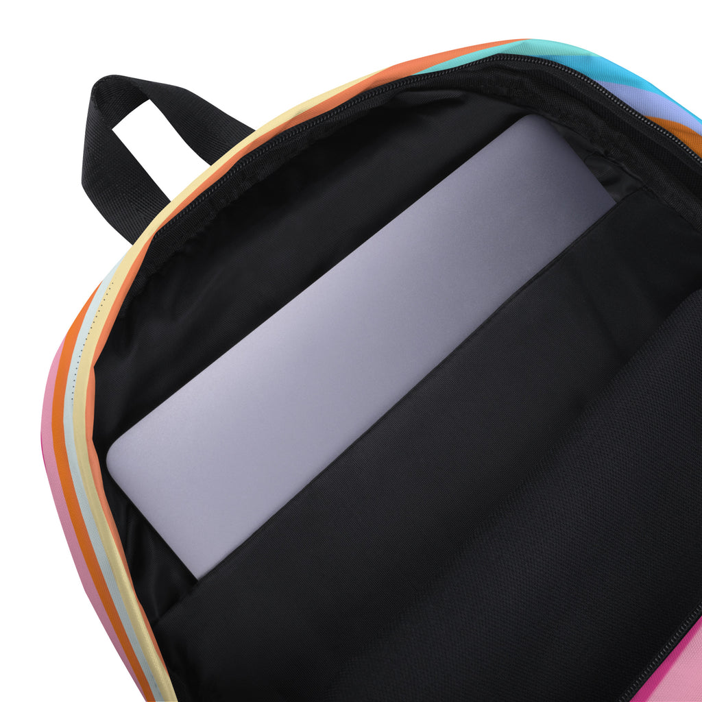 Girls Colorful Wavy Sand Stripe Backpack - Water-Resistant School Bag With Adjustable Padded Straps & Breathable Mesh Back