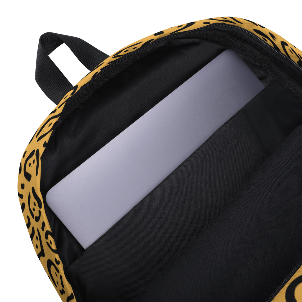 Kids Gold Leopard Print Backpack - Water-Resistant School Bag With Adjustable Padded Straps & Breathable Mesh Back