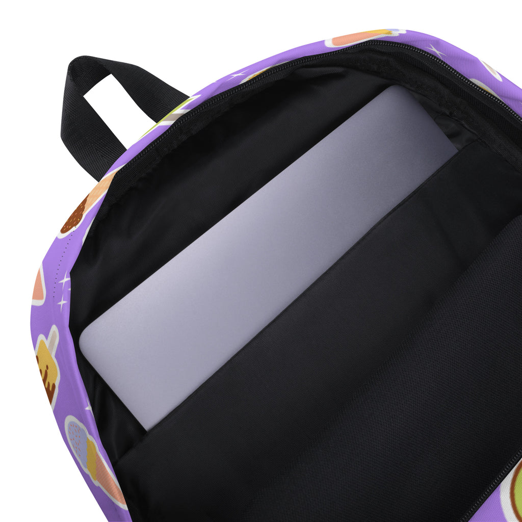 Girls Purple Ice Cream Backpack - Water-Resistant School Bag With Adjustable Padded Straps & Breathable Mesh Back