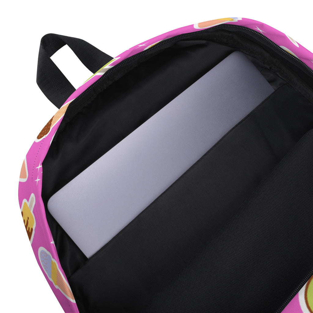 Girls Pink Ice Cream Backpack - Water-Resistant School Bag With Adjustable Padded Straps & Breathable Mesh Back